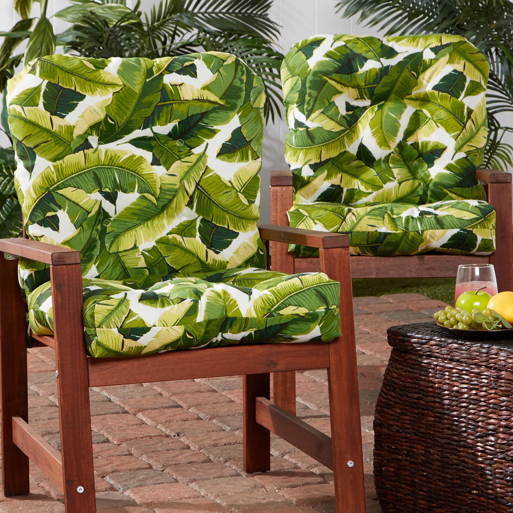 Greendale Home Fashions OC6815S2-PALM-WHITE Patio-Furniture-Cushions - View #7