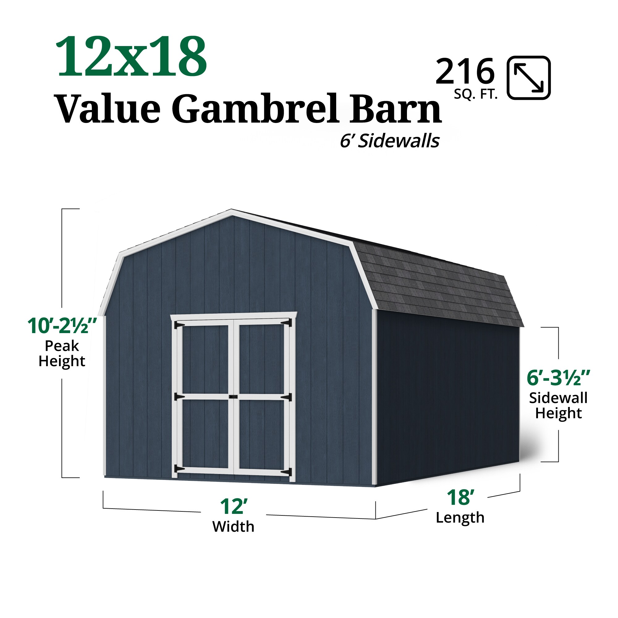 Little Cottage Co 12X18 VGB-6-PC-FK Wood-Storage-Buildings - View #3