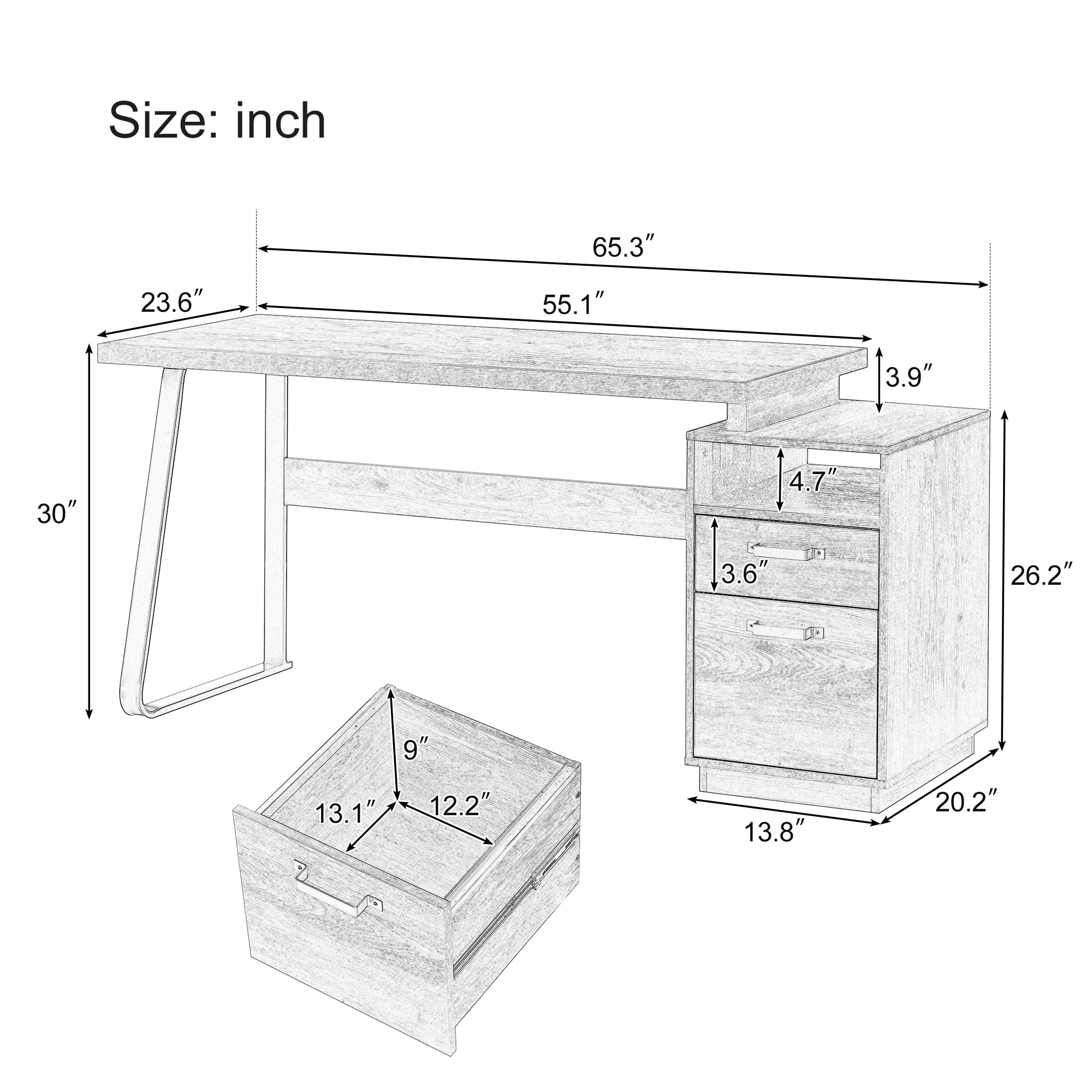 ModernLuxe L3P-WF195577AAD desks - View #2