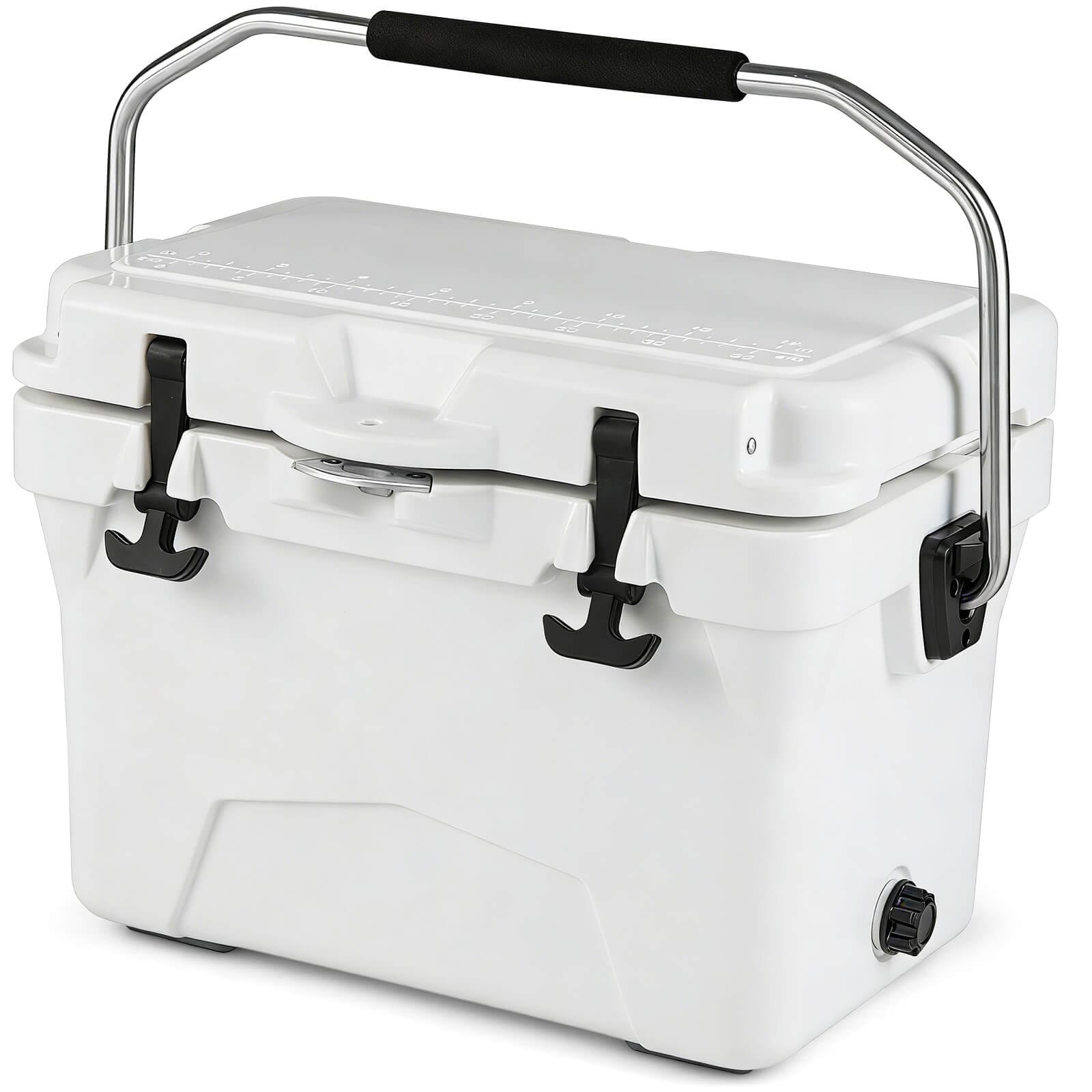 Costway 20 Quart Portable Hard Cooler Insulated Ice Chest Keeps Cool for up to 6 Days White Stainless Steel | CSHY006691