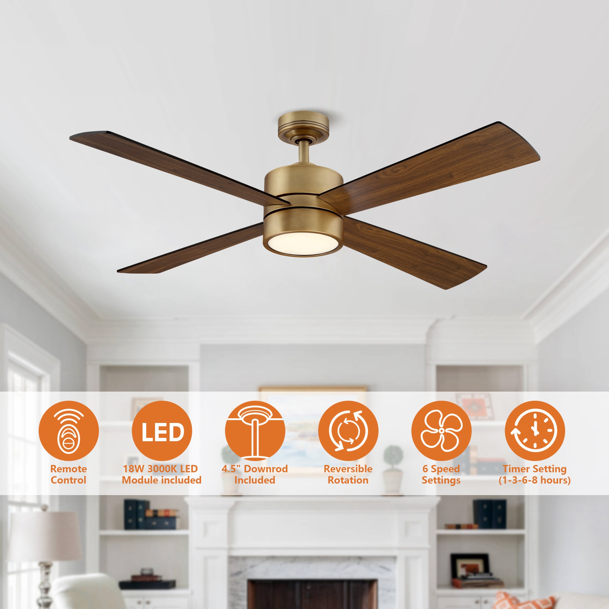 Parrot Uncle BBCPS1268-A4-NBR Ceiling-Fans - View #4