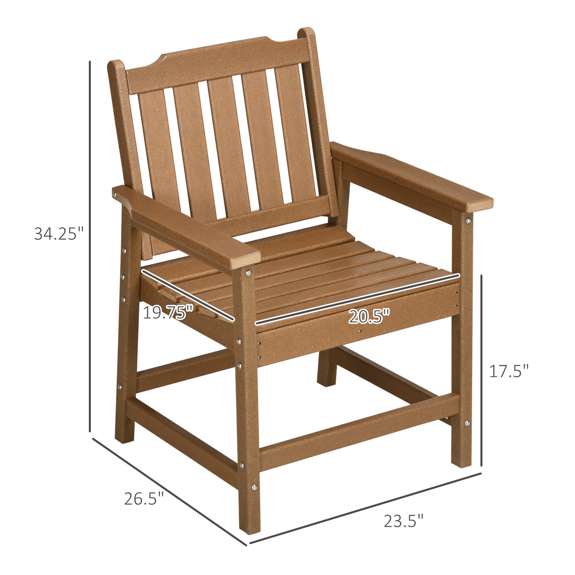 Outsunny All-Weather Patio Chair HDPE Patio Dining Chair Heavy Duty ...