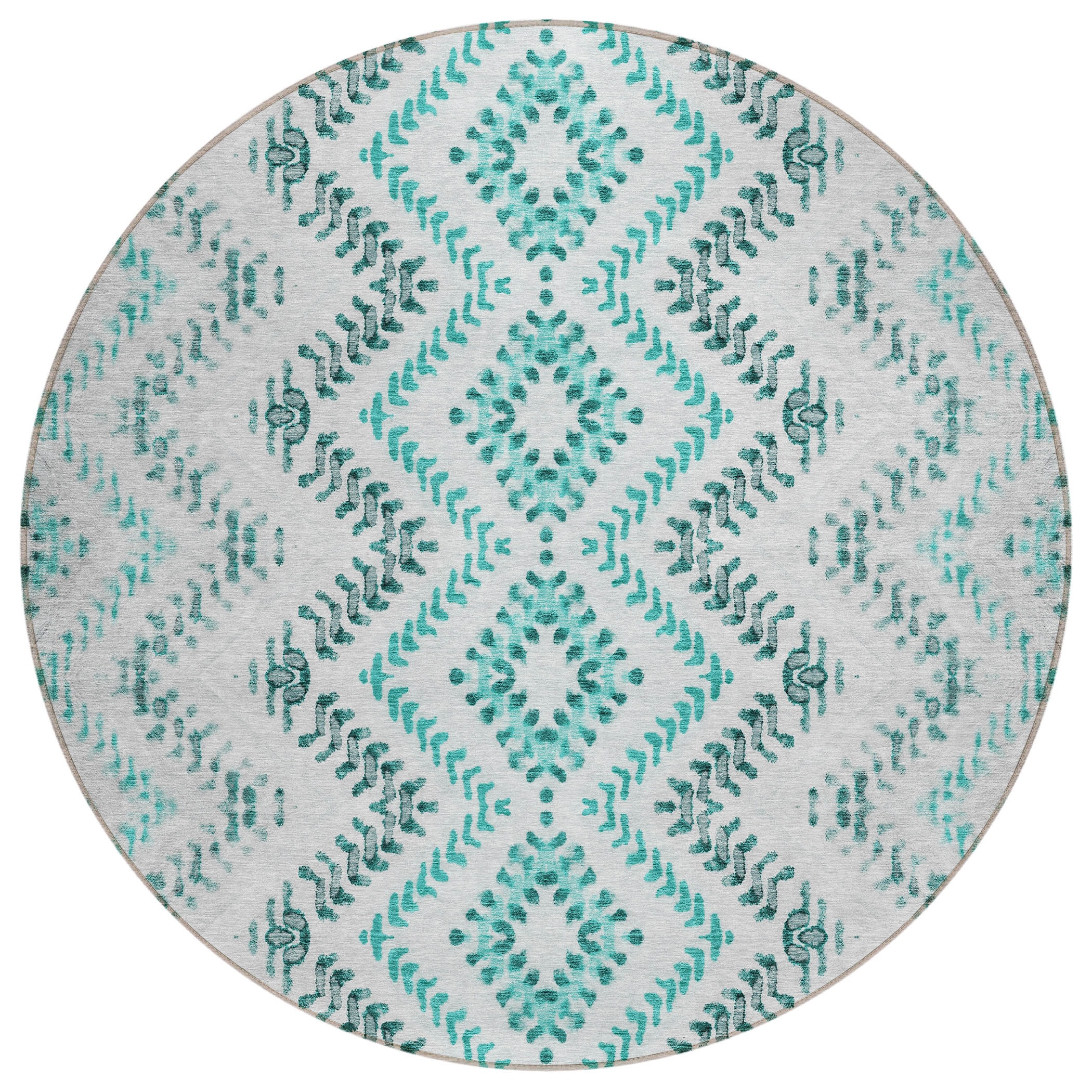 Addison Rugs ACN684TE8RO Chantille ACN684TE 8 x 8 (ft) Polyester Teal Round Indoor/Outdoor Geometric Machine washable Area rug