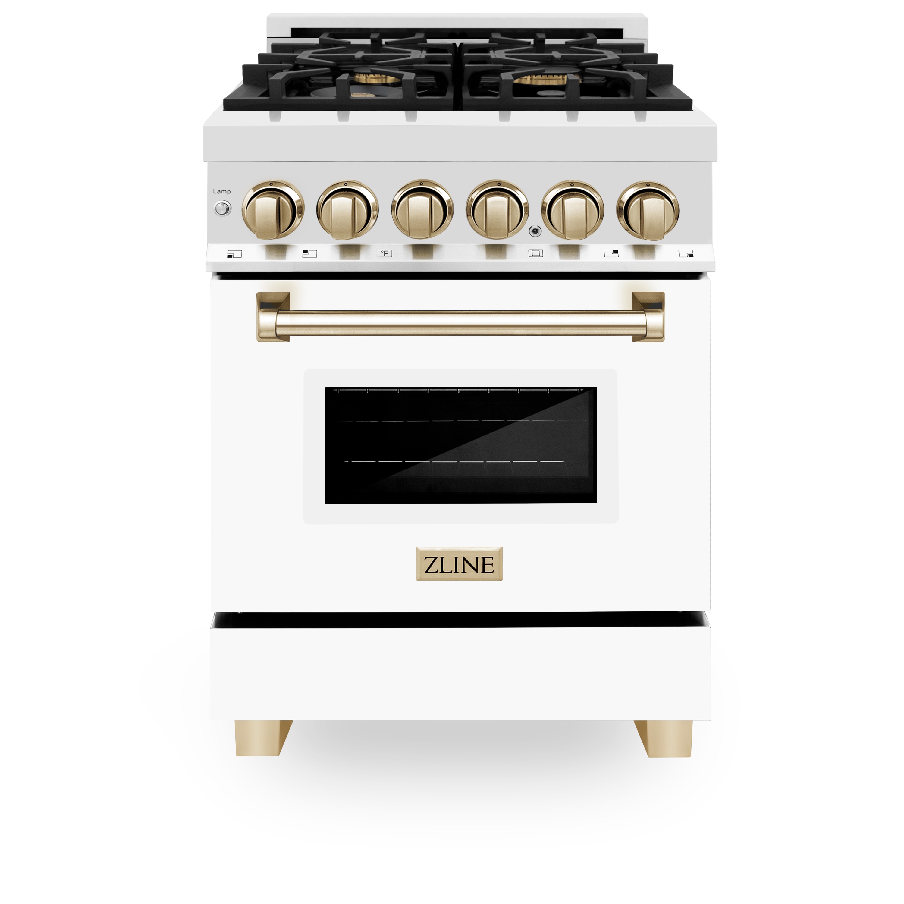 ZLINE KITCHEN & BATH RAZ-WM-24-G Professional Autograph Edition 24-in Deep Recessed 4 Burners Convection Oven Freestanding Dual Fuel Range