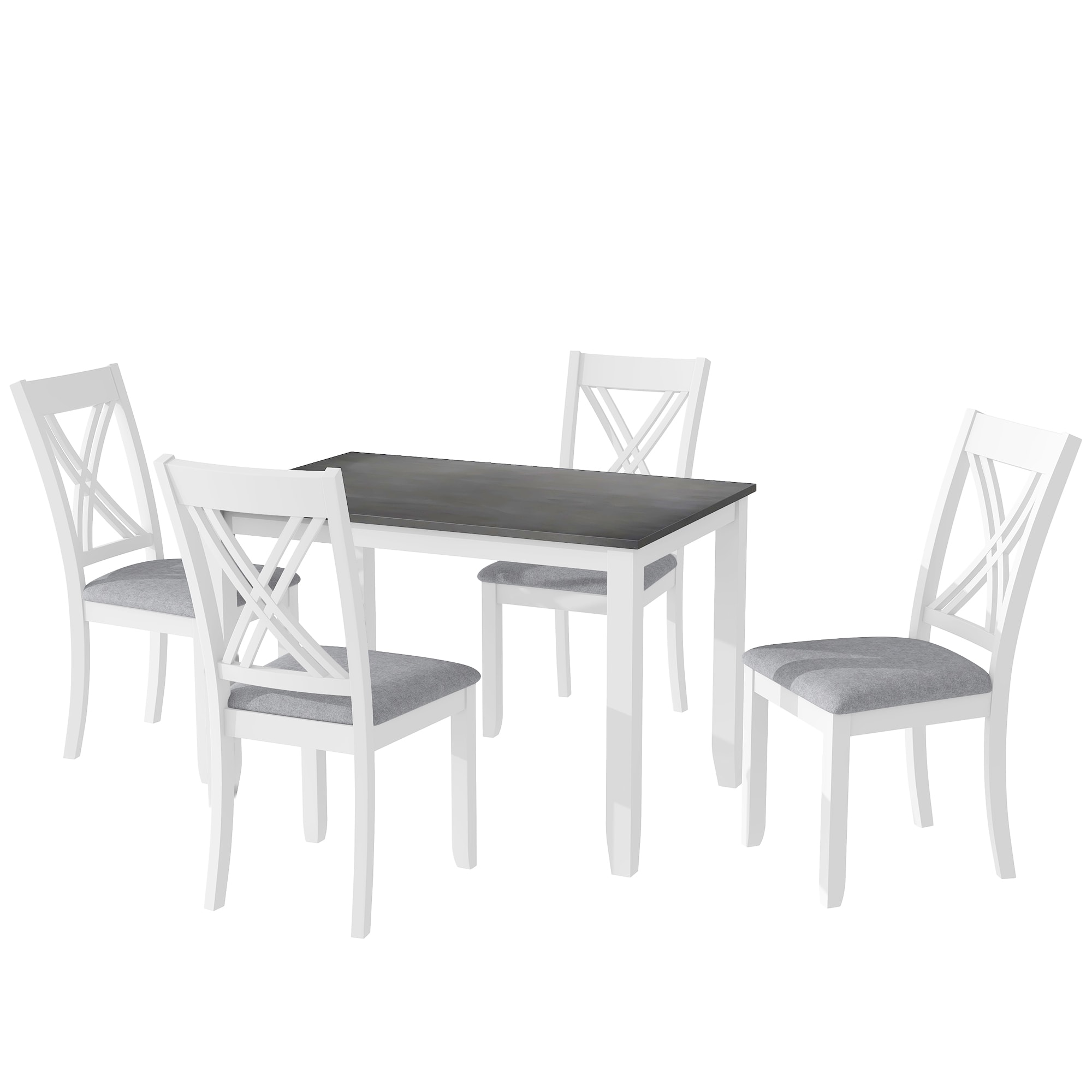 Bybafun YA0100246 Gray Rustic Dining Room Set with Rectangular Table ( Seats 4 )