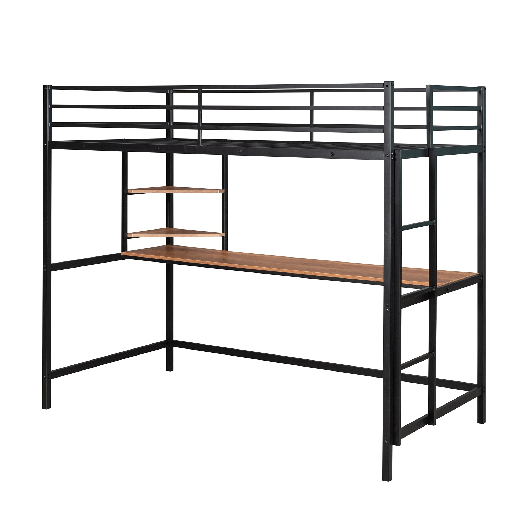 LETILY - Twin Black Metal Bed Frame with Headboard