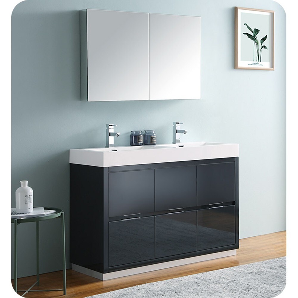 Fresca Valencia 48-in Dark Slate Gray Bathroom Vanity Base Cabinet without  Top at