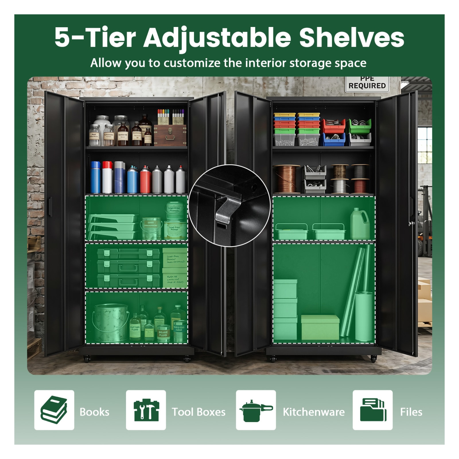 Volenca 31.5-in W x 73-in H Rolling Steel Storage File Cabinet with 3 ...