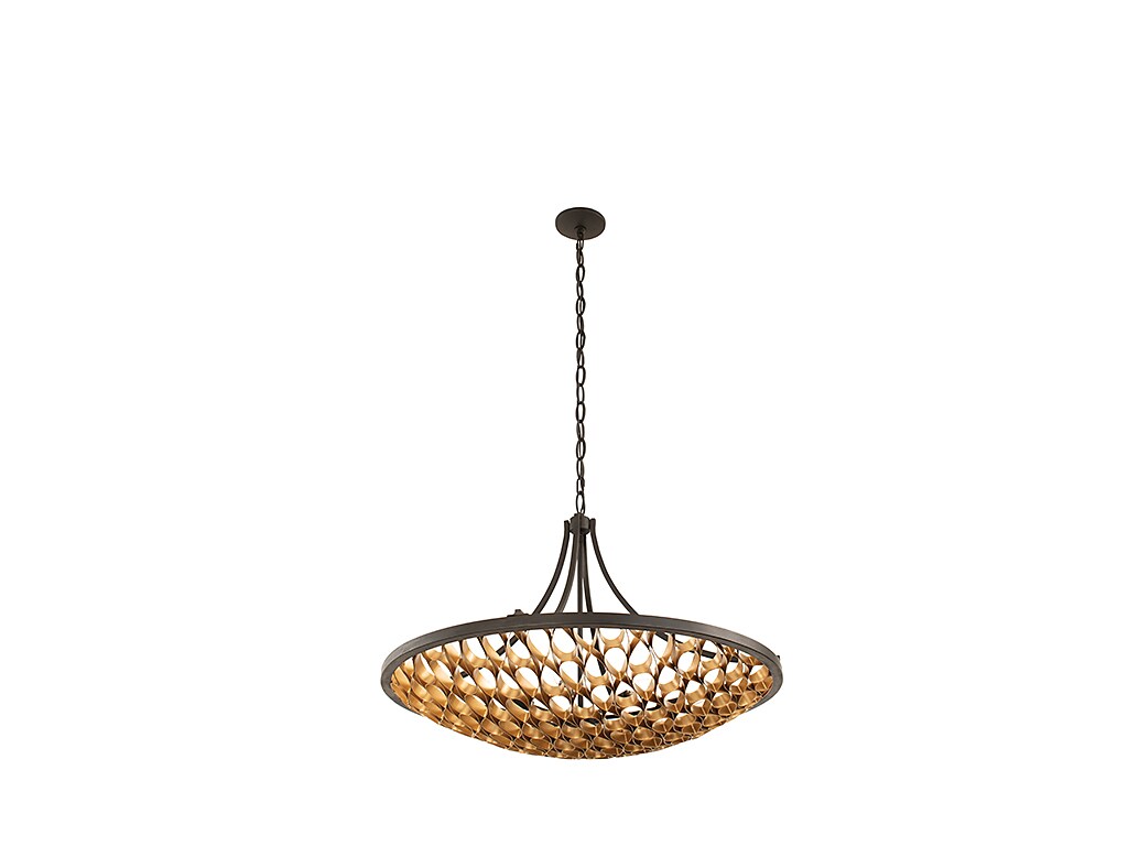 Ventura 8-Light Matte Black and Gold Mid-Century Modern Pendant