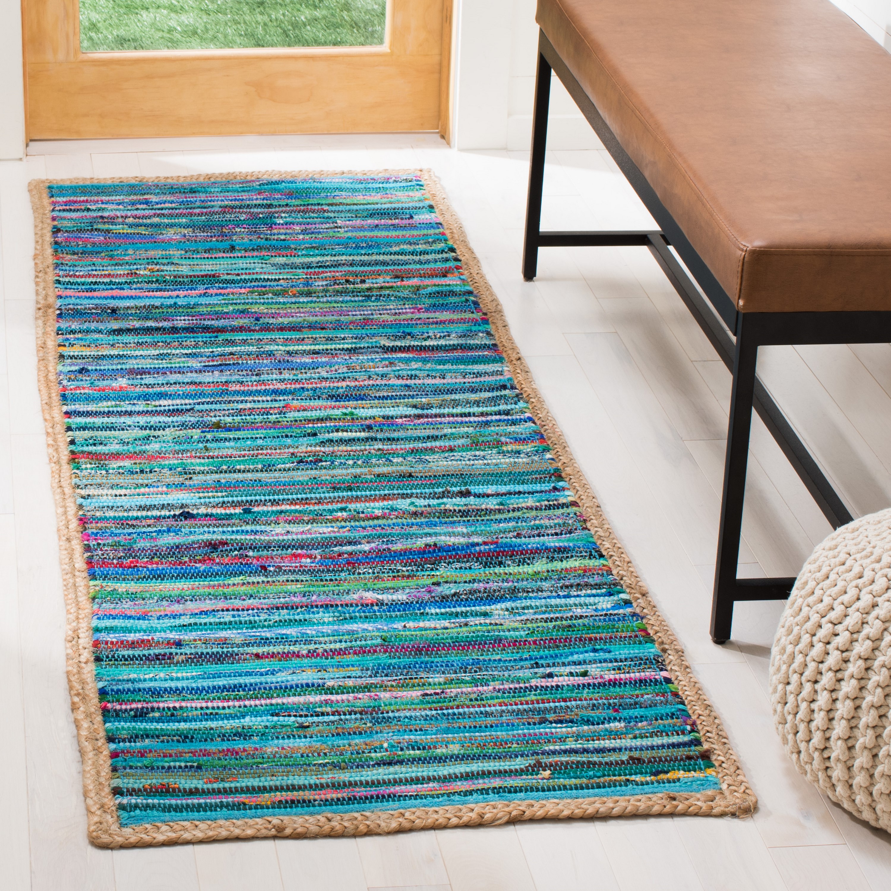 Safavieh MTK960Y-27 Montauk Gulea 2 x 7 (ft) Synthetic Green/Natural Rectangular Indoor Abstract Runner rug