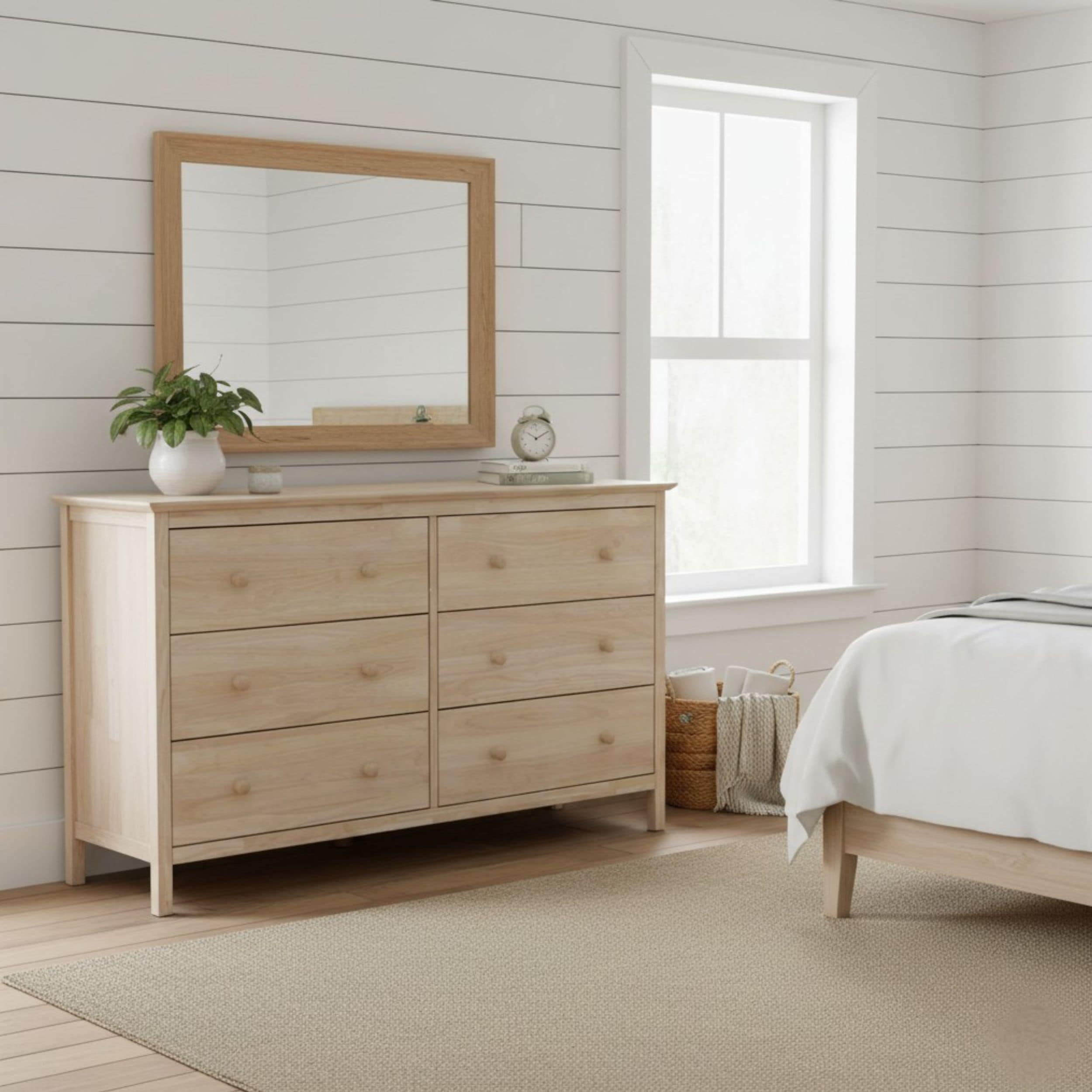 International Concepts BD-8006 Unfinished Asian hardwood 6 -Drawer Standard chest