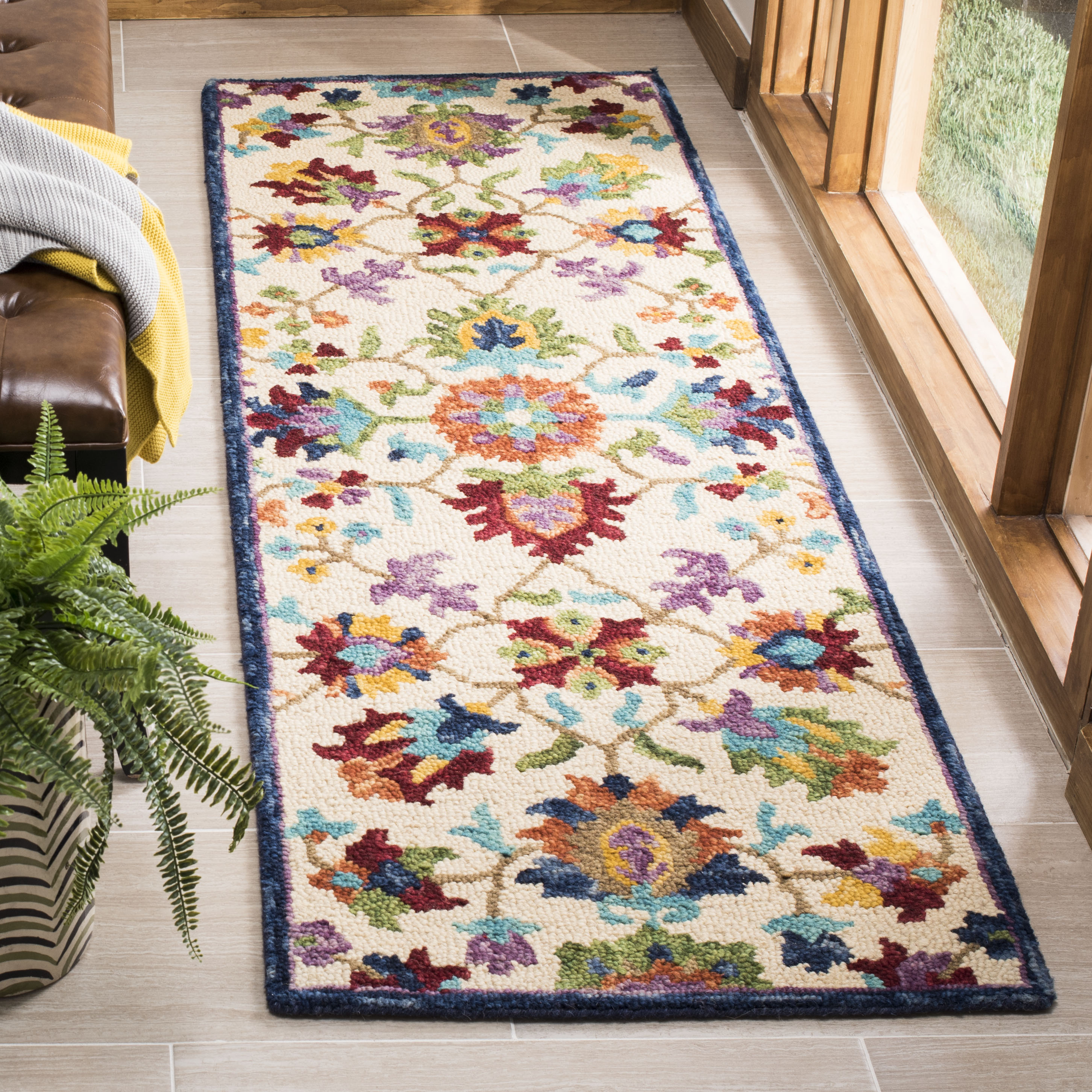  Aspen 509 Ivory/Blue Traditional 2ft-3in x 8ft Runner Rug