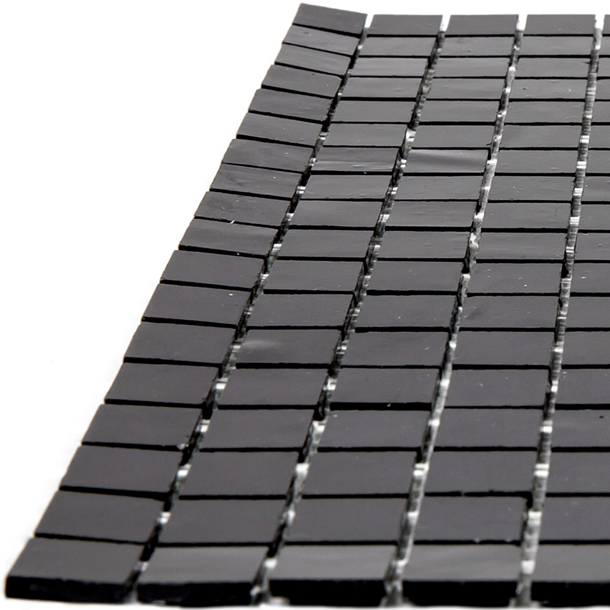 Skosh Glossy Black Glass Mosaic Wall and Floor Tile