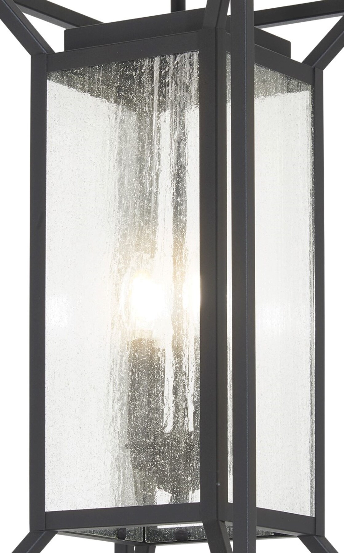 Sand Coal 4-Light Outdoor Hanging Lantern with Clear Seeded Glass