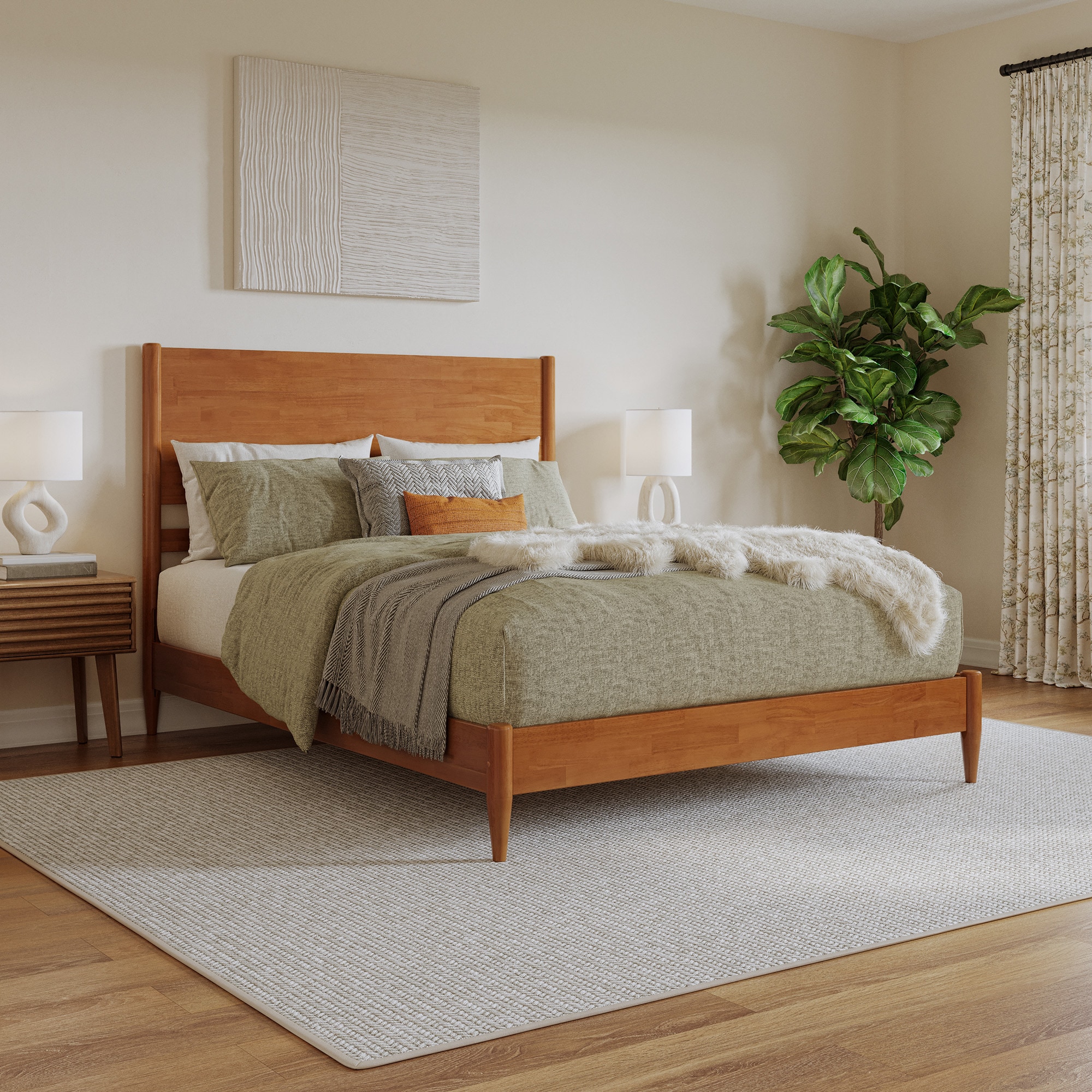 AFI AR987804T Pasadena Light Toffee Queen Wood Low-profile Bed