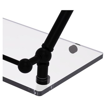 Monte Carlo 22 in. L x 3 in. H x 5 in. W Clear Glass Bathroom Shelf with Gallery Rail in Matte Black Monte Carlo 22 in. L x 3 in. H x 5 in. W Clear Glass Bathroom Shelf with Gallery Rail in Matte Black