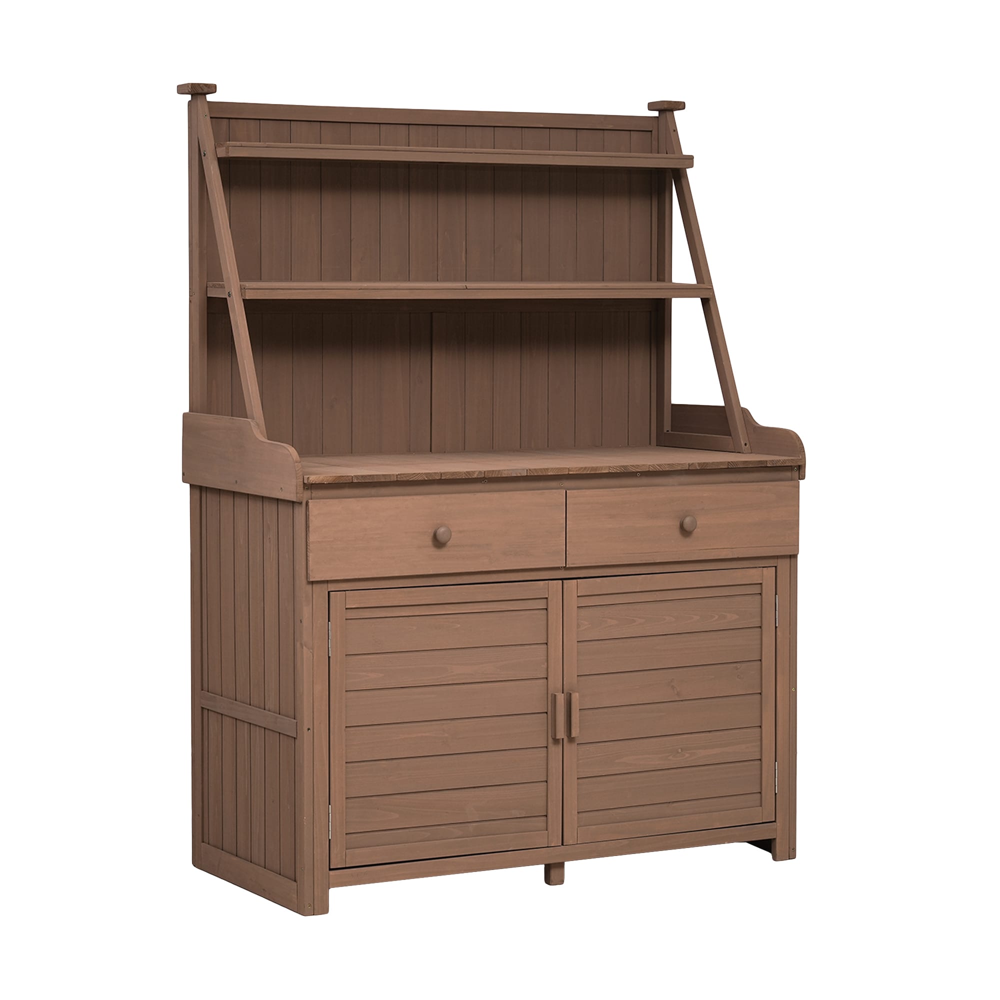 Kahomvis G243-QP717-12 Patio Workstation 47.2-in x 65-in x 22.8-in Brown Potting Bench