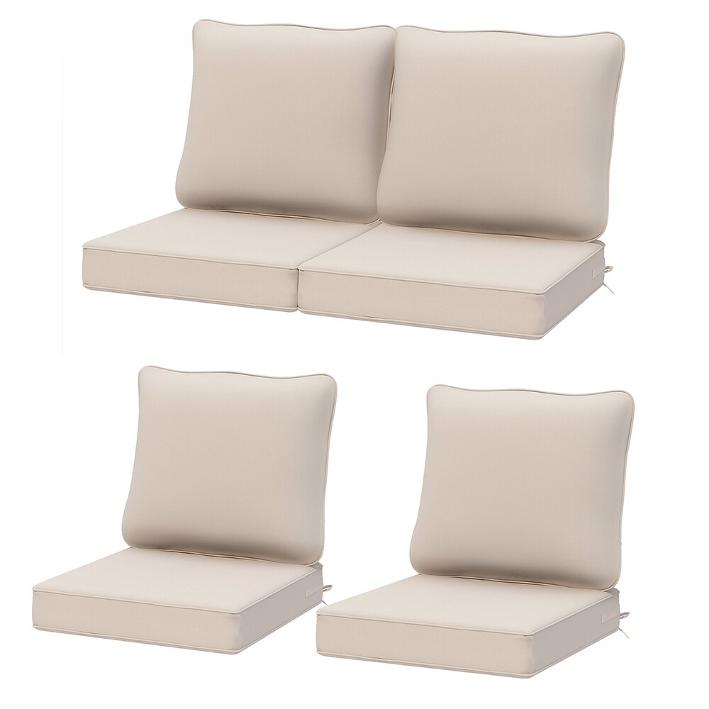 AAAAAcessories 24 In X 24 In 4 Piece Beige Deep Seat Patio Chair   64029863 