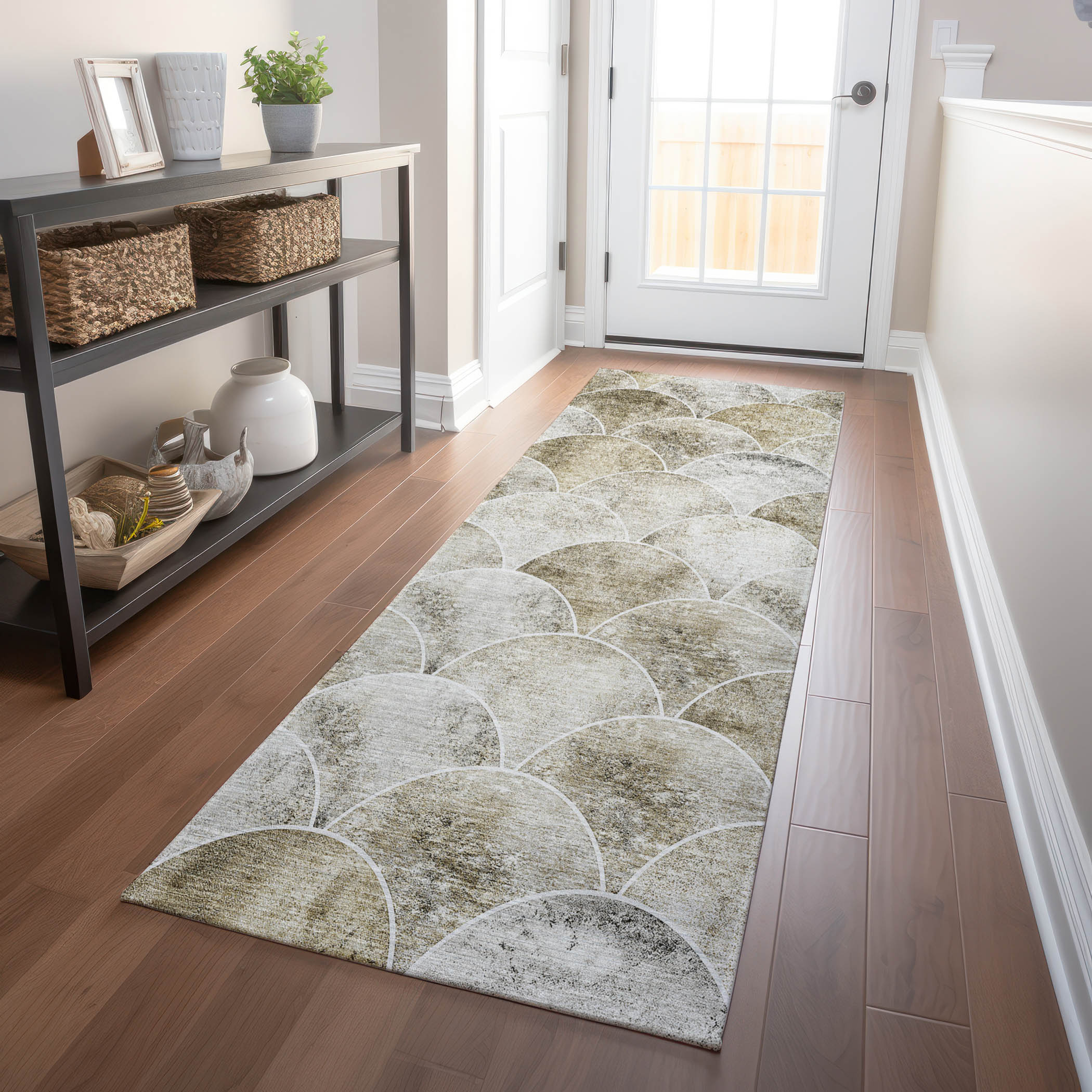 Addison Rugs ACN594BG2X8 Chantille ACN594BG 2 x 7 (ft) Polyester Beige Rectangular Indoor/Outdoor Geometric Moroccan Machine washable Runner rug