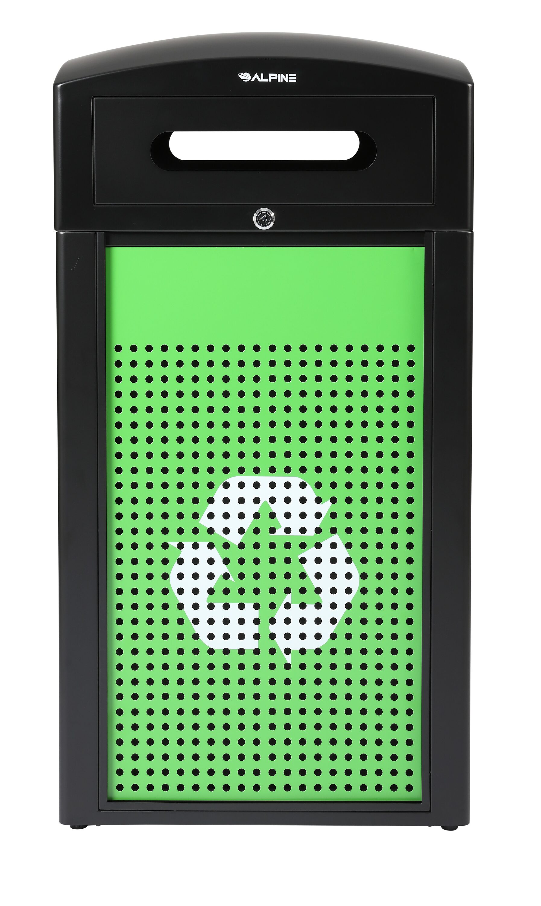 Alpine Industries - 40 Gallon Steel Green All-Weather Commercial Outdoor Recycling Bin Receptacle...