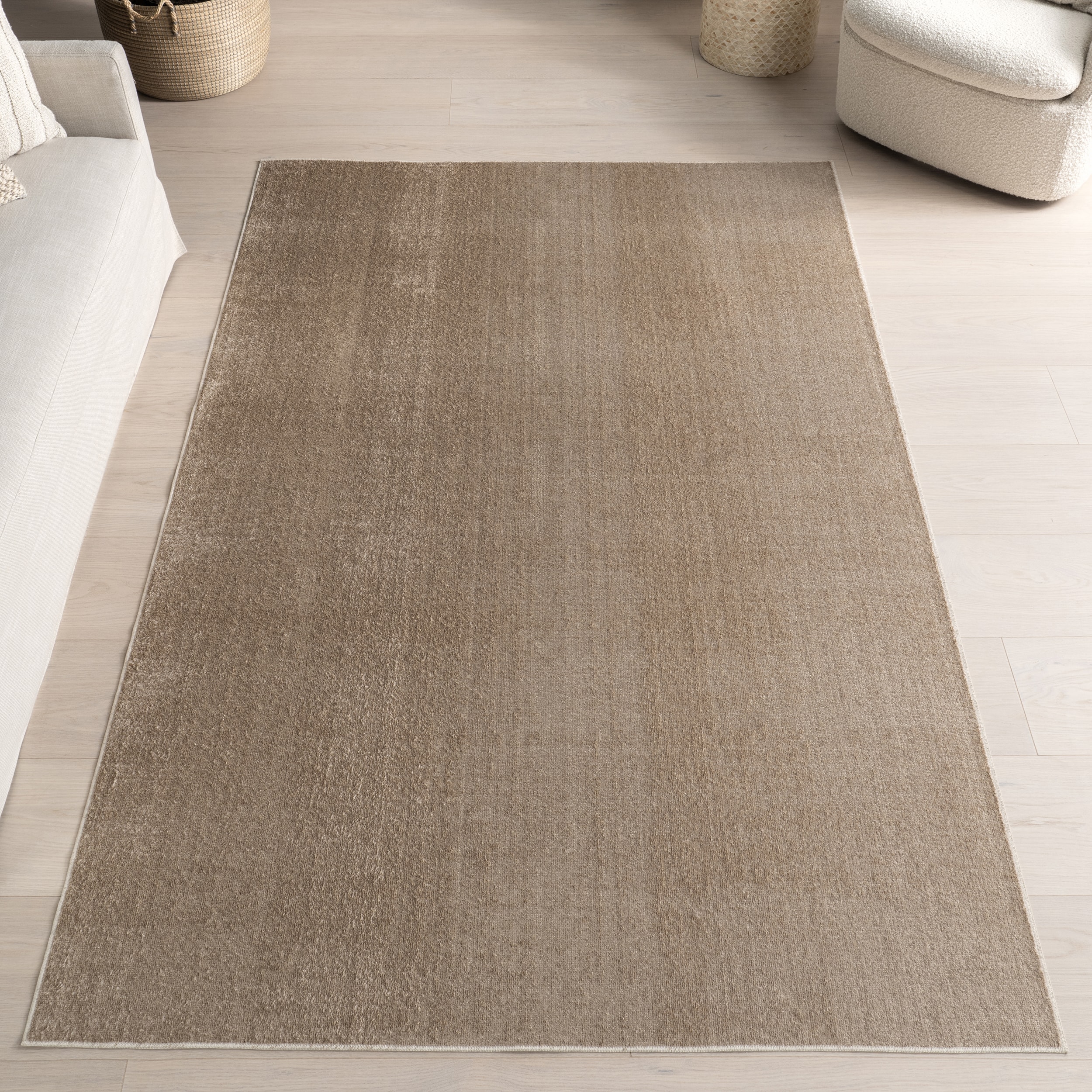 nuLOOM 200GRHN17D-508 Argelia Solid Machine Washable 5ft. 3in. x 8ft. Beige Area Rug