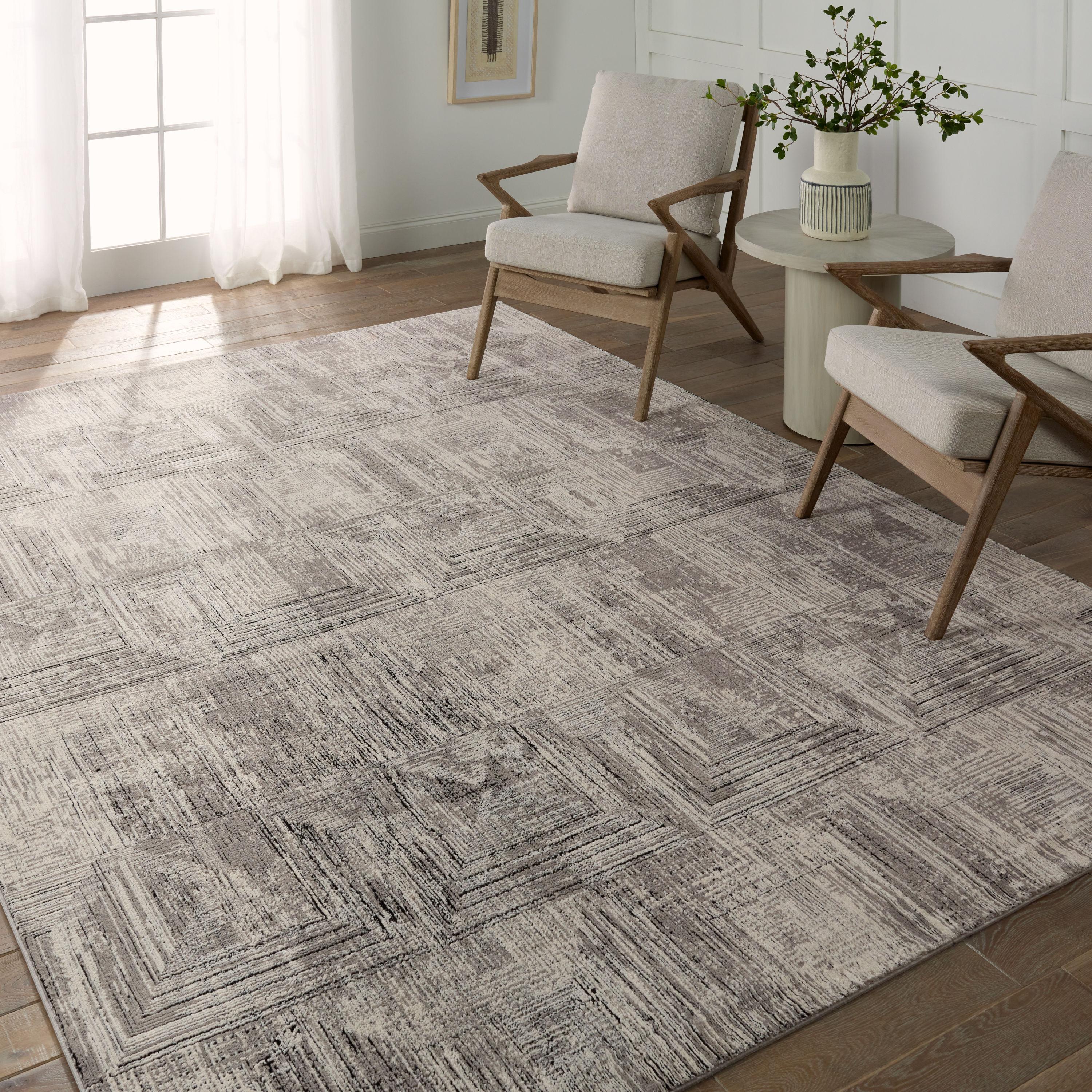 Jaipur Living 9 X 12 Gray Indoor Geometric Industrial Area Rug in