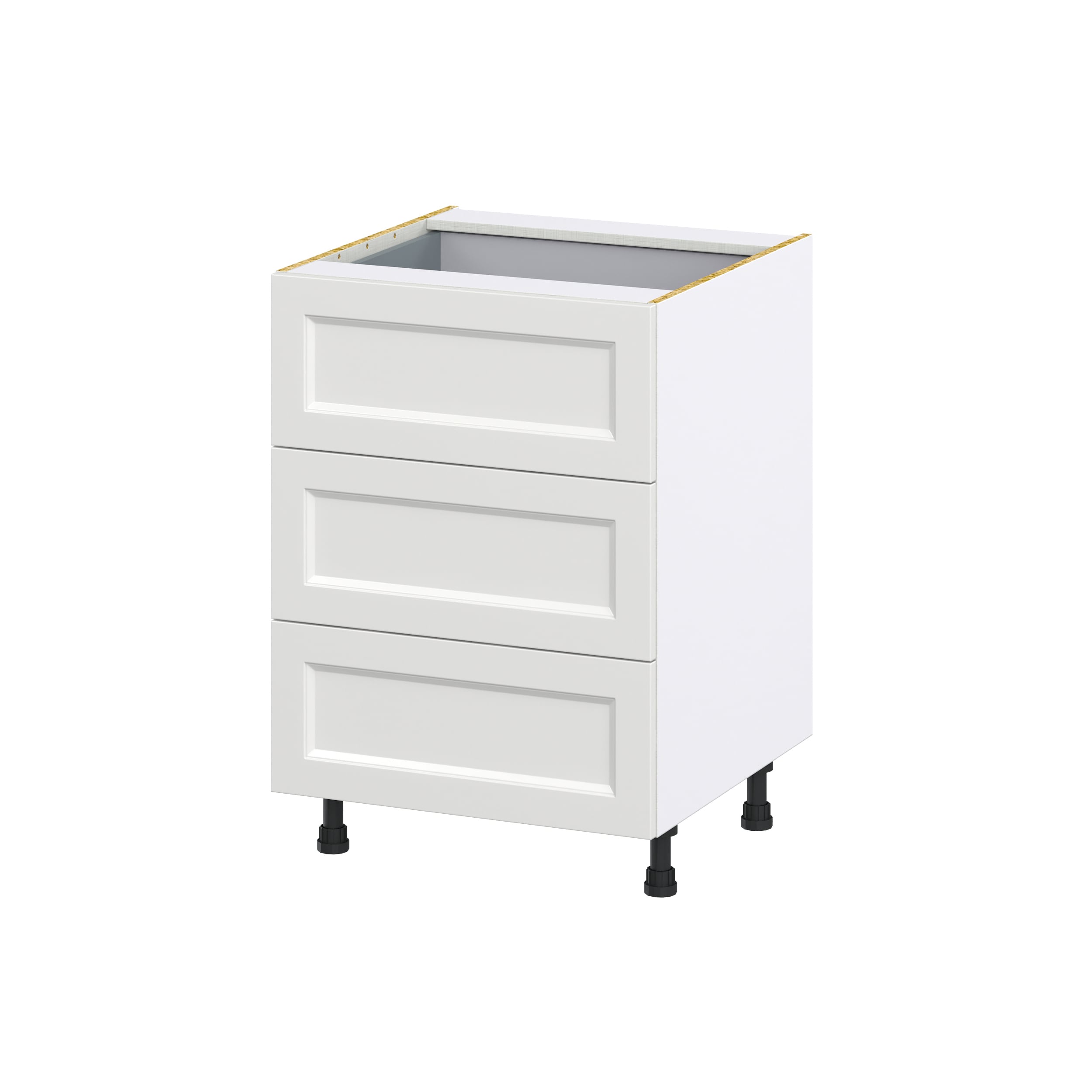 Hugo&Borg Riviera 18-in W x 34.5-in H x 24-in D Bright White 3-Drawer Base Fully Assembled Cabinet