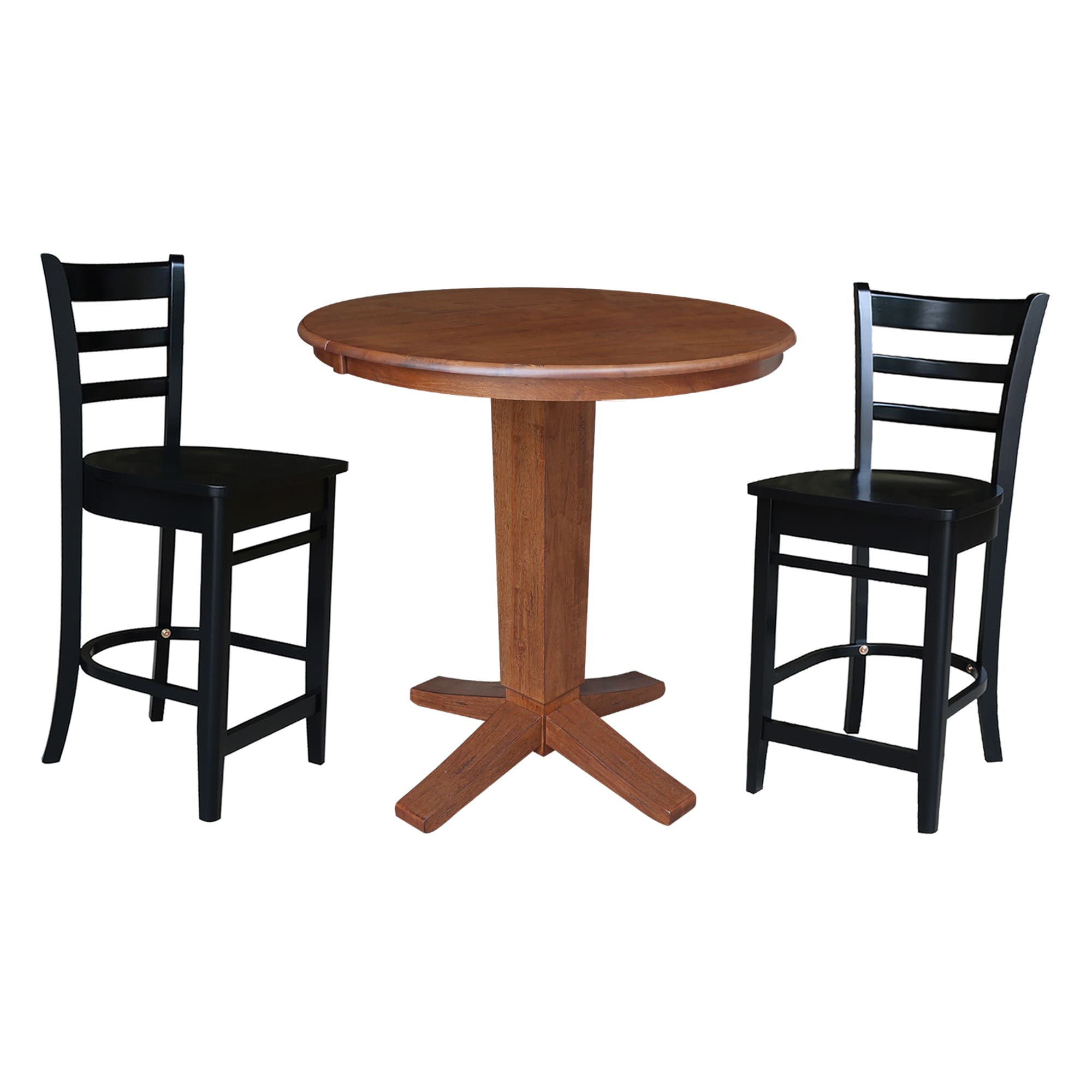International Concepts K42-36RXT-23S4661722 Distressed Oak/Black Traditional Dining Room Set with Round Table ( Seats 4 )