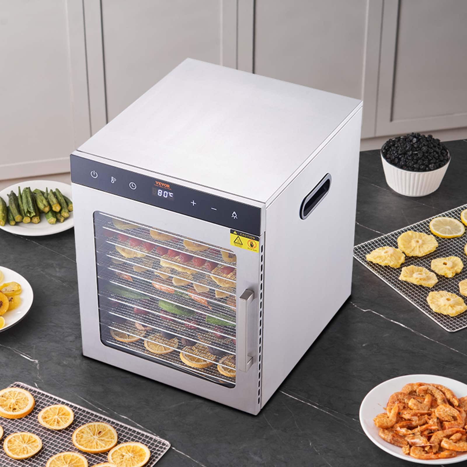 VEVOR 10-Tray Stainless Steel Food Dehydrator with Dishwasher-Safe Parts (800-Watt) SPF100548800WDQGIV1 Sansujyuku sansujyuku.com