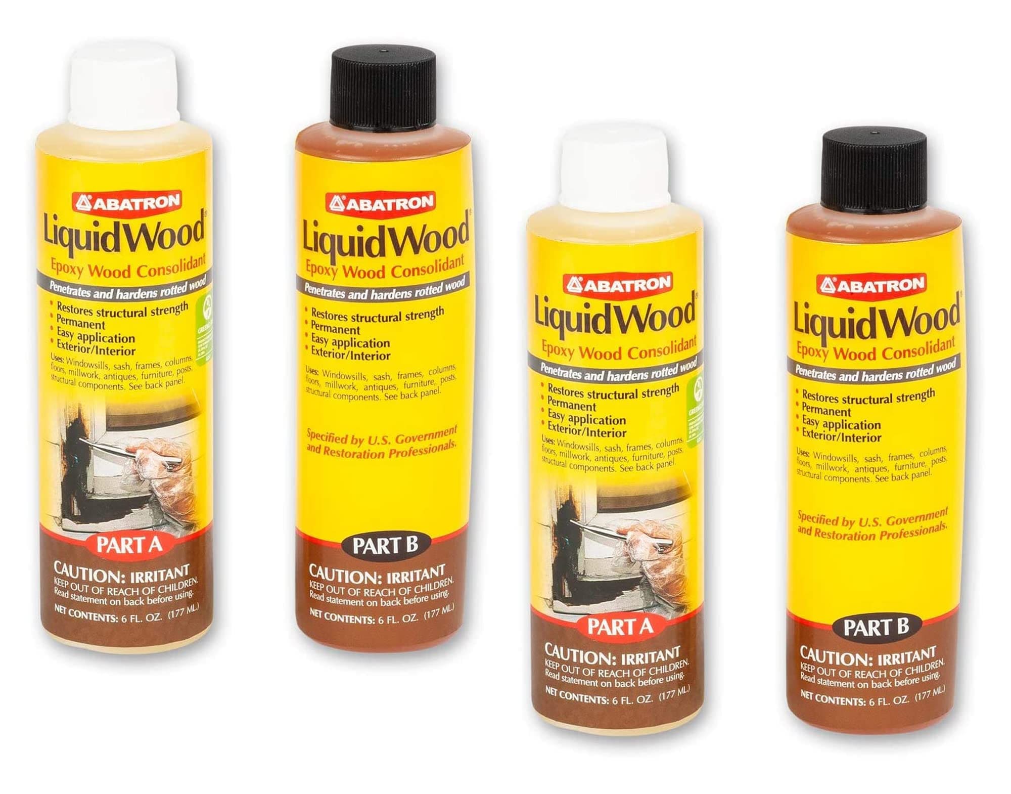 Abatron LiquidWood Kit Epoxy Wood Consolidant 6 Oz Each Part A B Pack of 2 #LWAB6OR-A1F5-CBA3