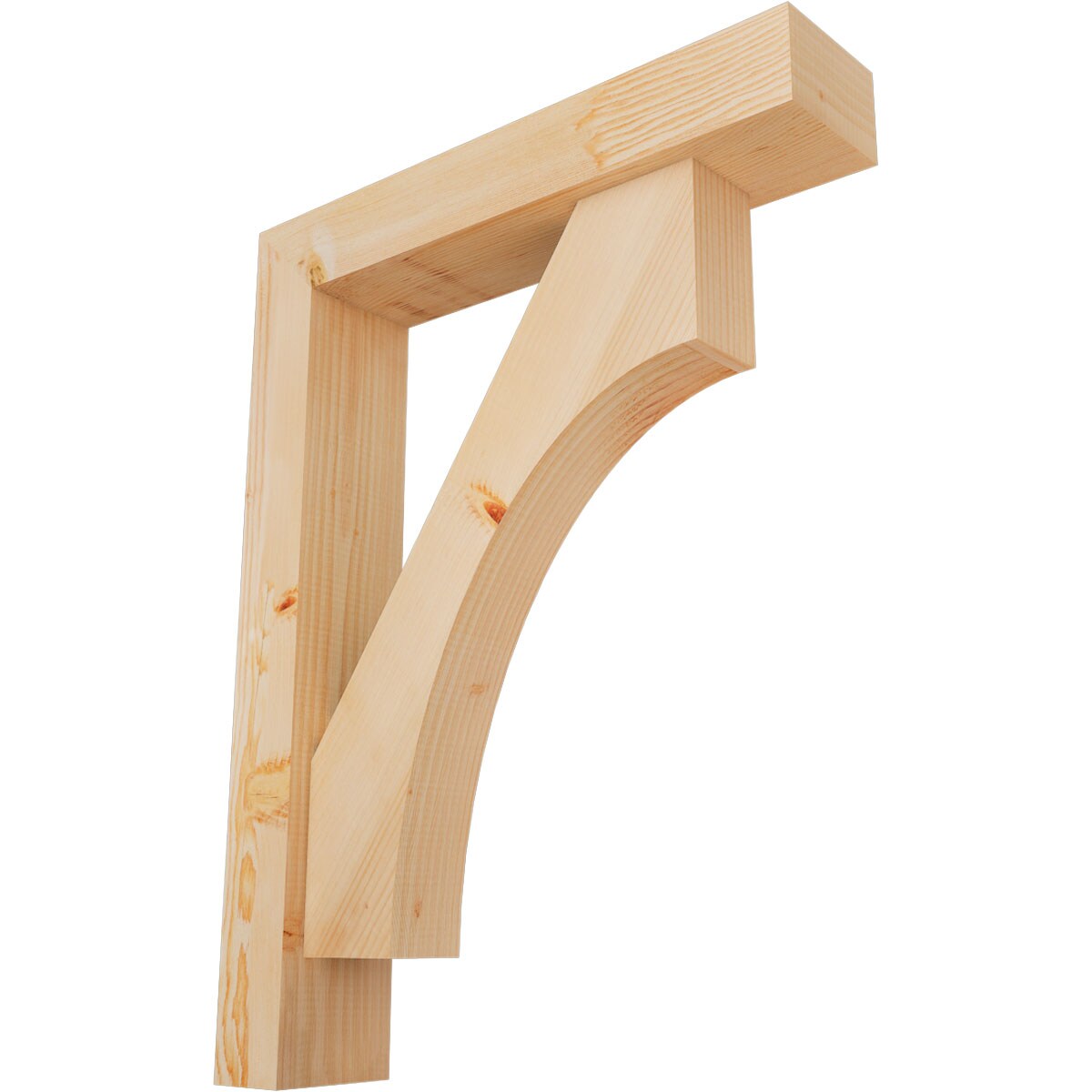 Ekena Millwork 1464651 Westlake Block Smooth Bracket with Offset Brace Douglas Fir Wood Standard Bracket