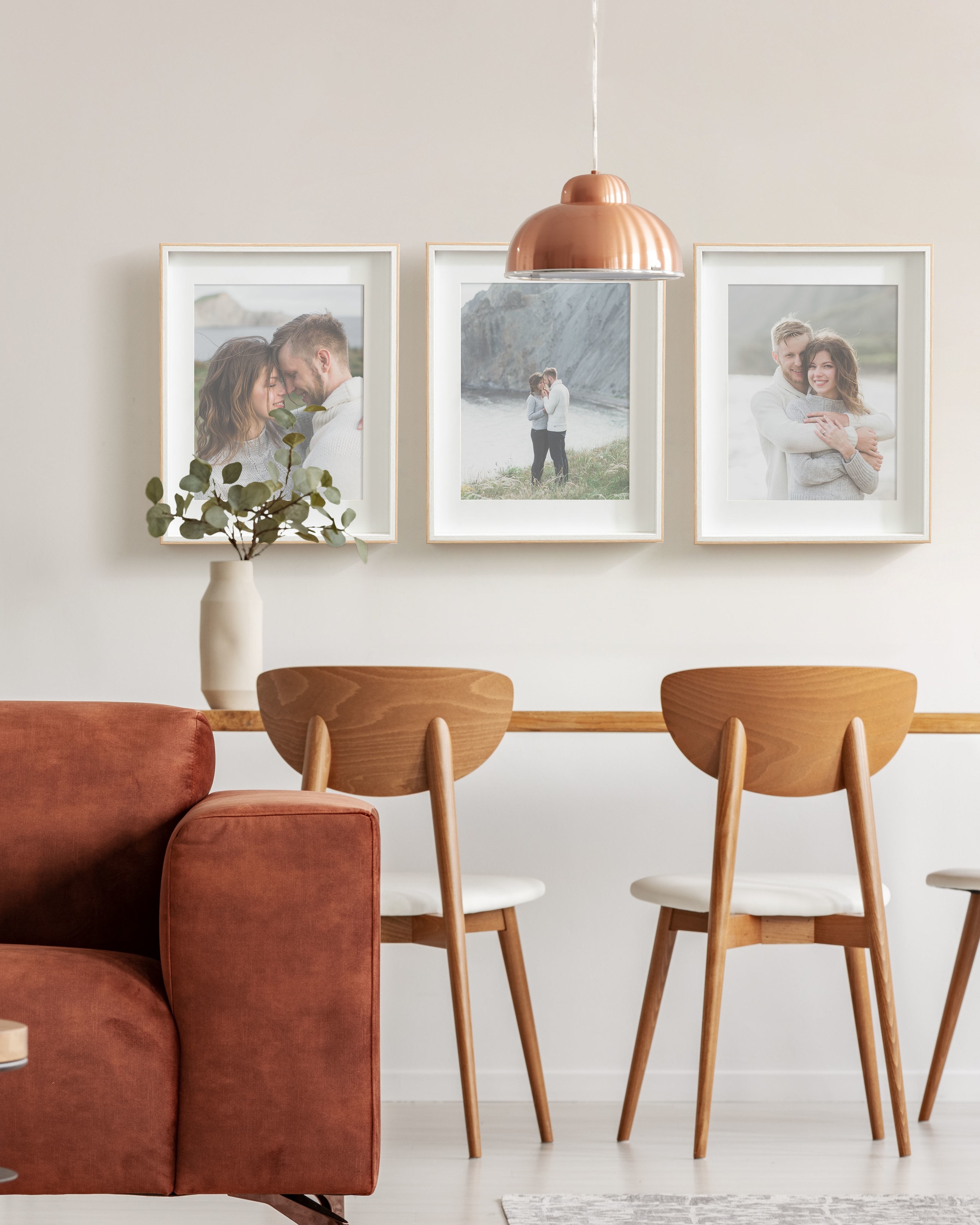 White and Natural Wood 14x18 Picture Frame Set of 3