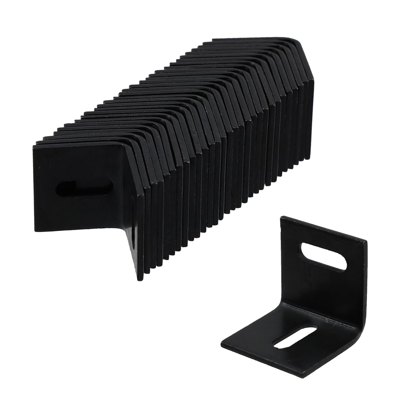 Afoxsos  Pack of 30 Black L Shape Adjustable Corner Braces Right Angle Brackets Two Slotted Mounting Brackets One inch by One inch by One inch