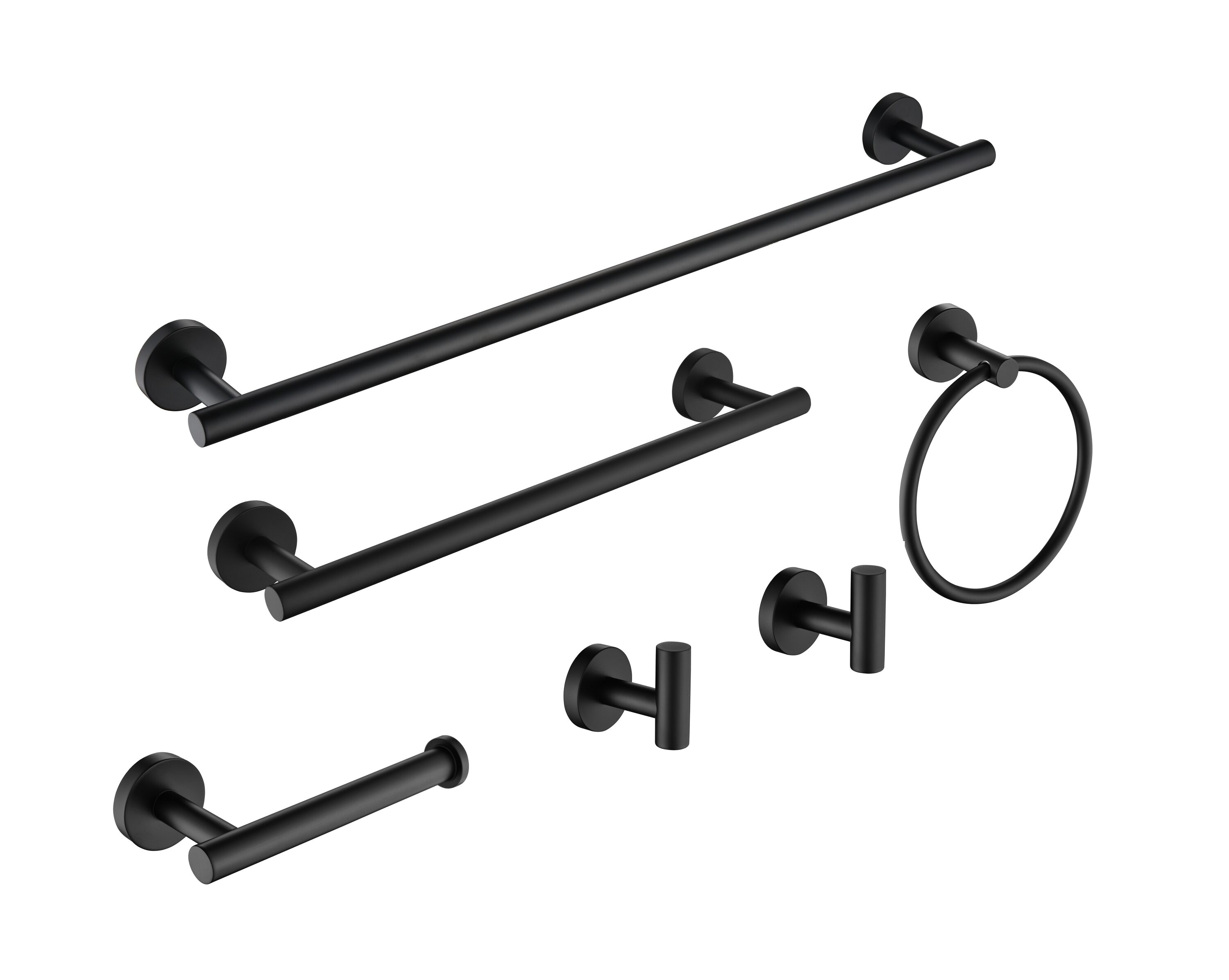 MYRYY - 6 Piece Matte Black Decorative Bathroom Hardware Set Towel Bar  Toilet Paper Holder Towel...