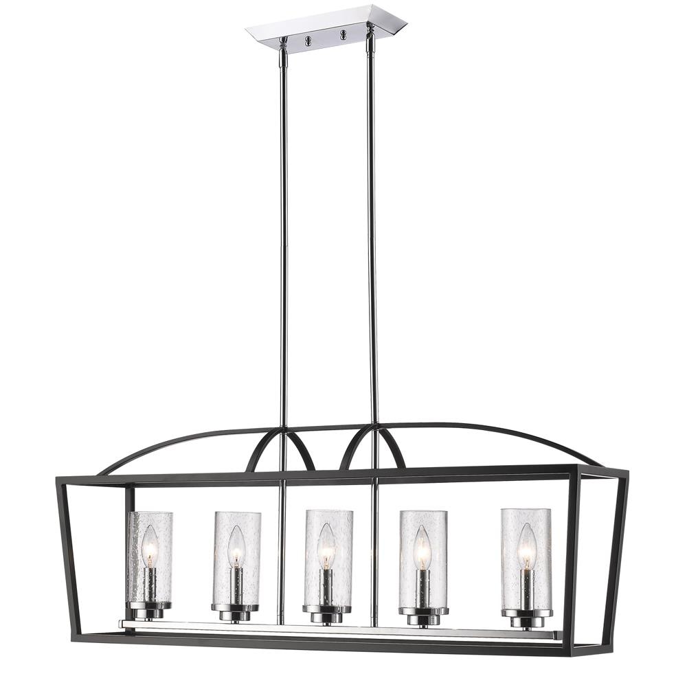 Golden Lighting Mercer 5-Light Black Transitional Seeded Glass Linear ...