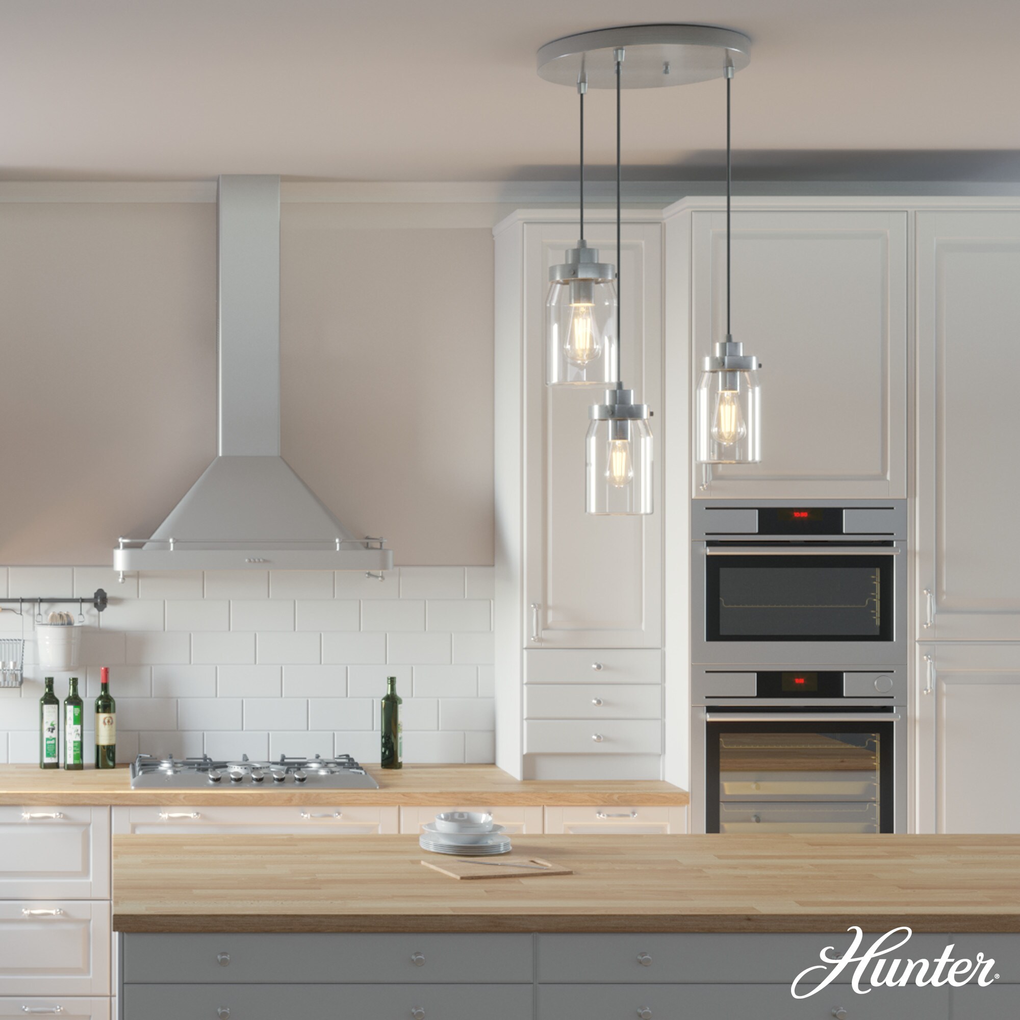 Devon Park Brushed Nickel LED Cluster Pendant with Glass Shades