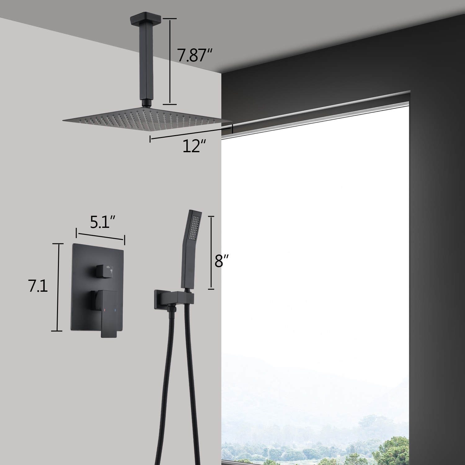 LUCKY ONE LO-TH600612MB3P Showerhead-Bar-Panels - View #4