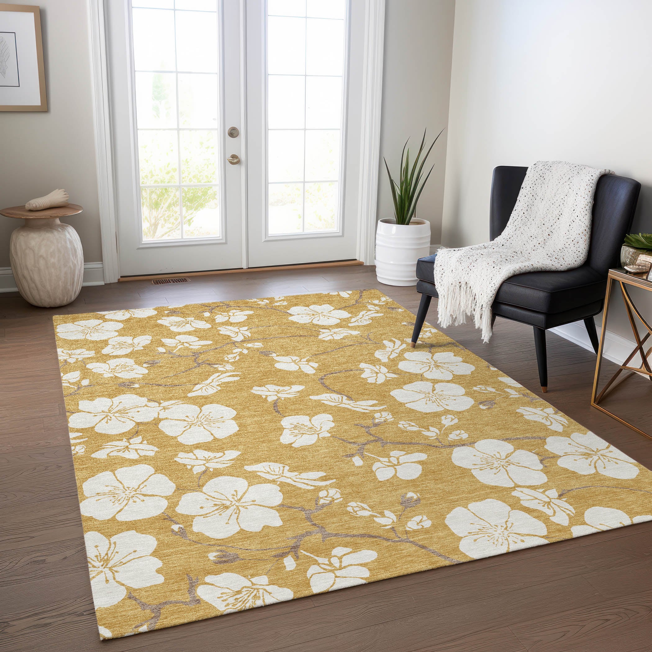 Addison Rugs ACN1032GO5X8 Chantille ACN1032GO 5 x 7 (ft) Polyester Gold Rectangular Indoor/Outdoor Geometric Machine washable Area rug