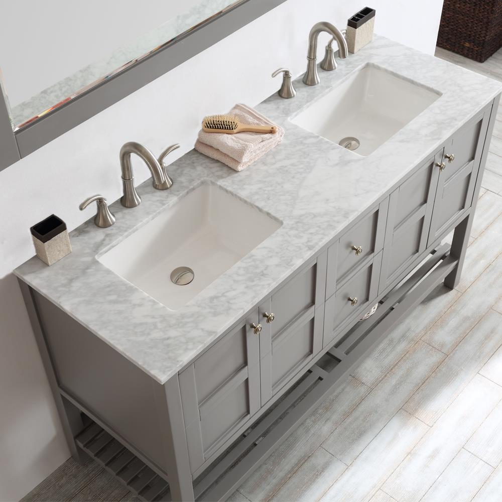 Vinnova Florence 60-in Grey Undermount Double Sink Bathroom Vanity with ...