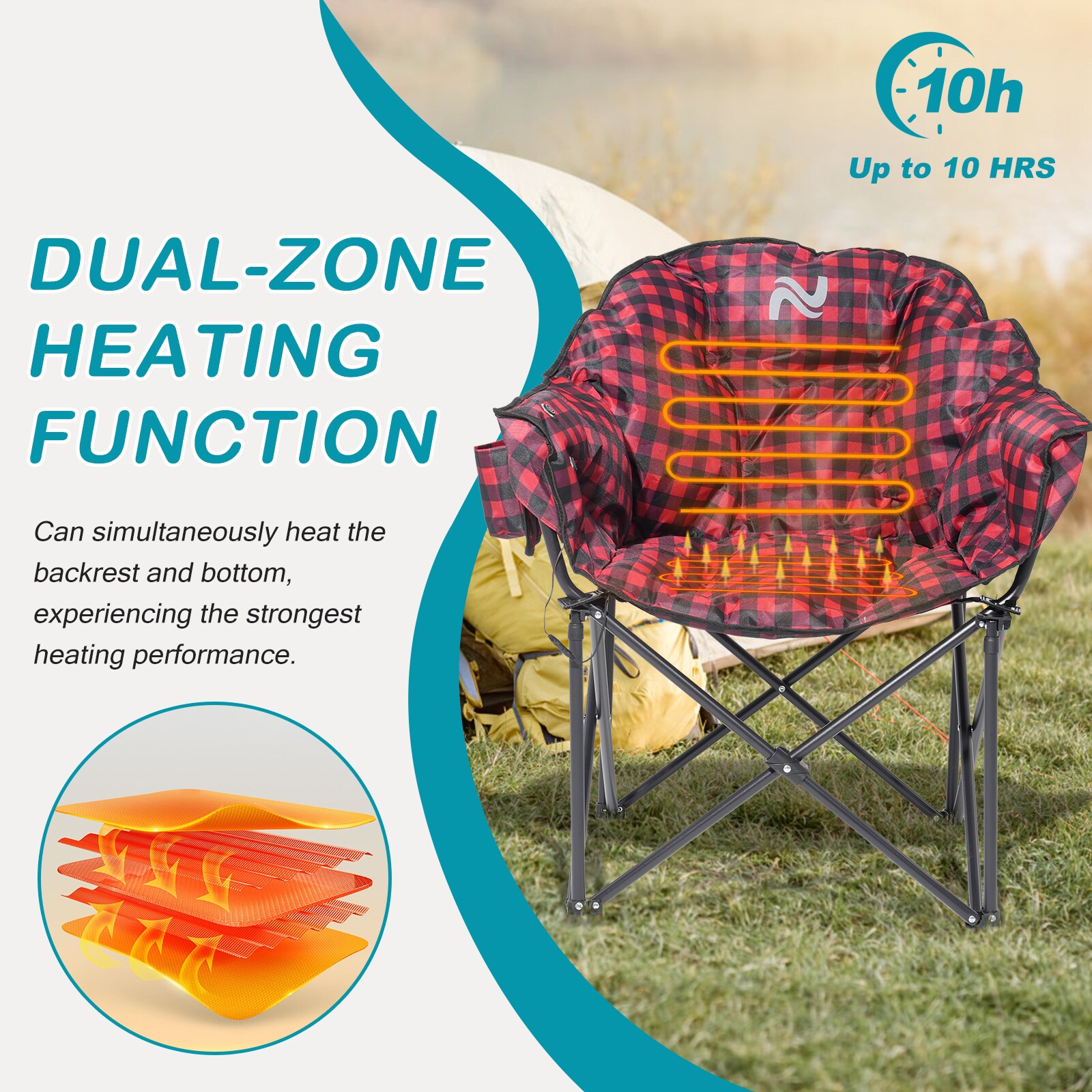 Esazn HWLYY-Y-STRI-RED-H Beach-Camping-Chairs - View #5