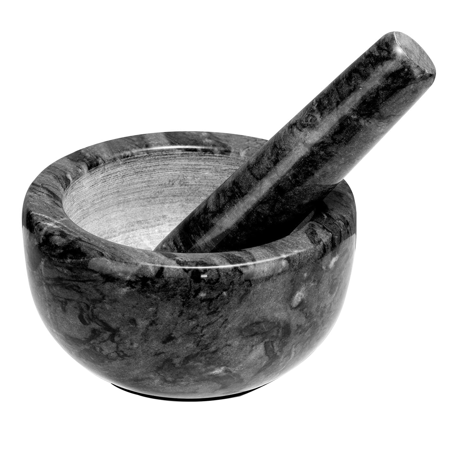 Etokfoks  Classic Black Marble Finish Mortar and Pestle Set for Grinding Spices Herbs Garlic Nuts Kitchen Accessory
