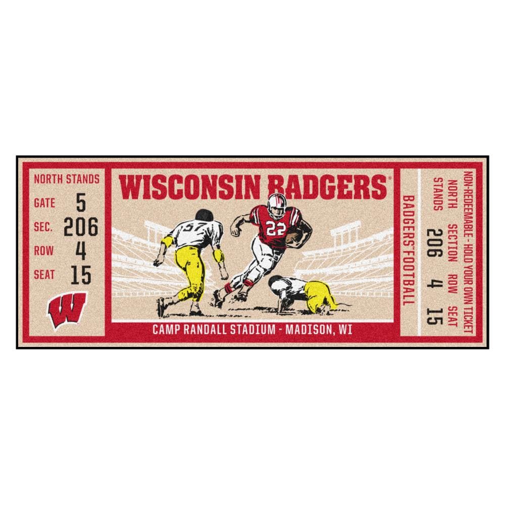 FANMATS 23155 NCAA Ticket Runner 2 x 6 (ft) Tufted Nylon Red Rectangular Indoor Runner rug