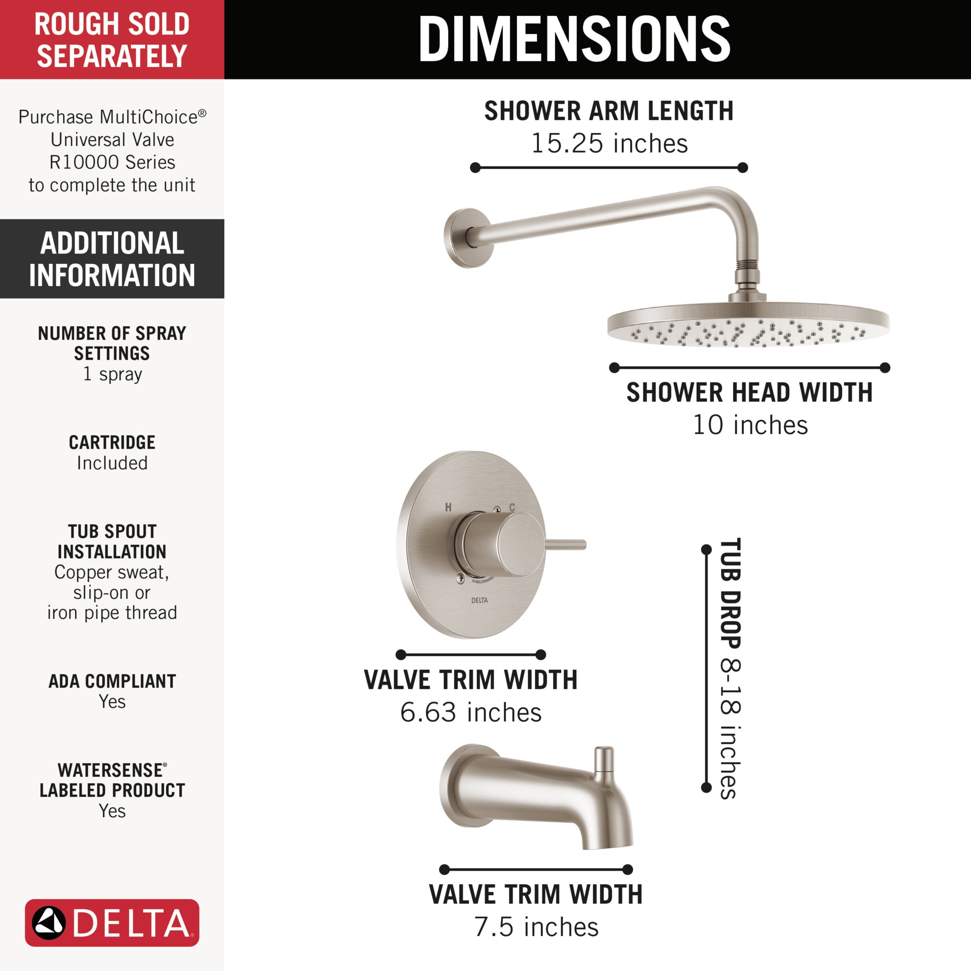 Delta T14469-SP-PP Tub-Shower-Faucets - View #3