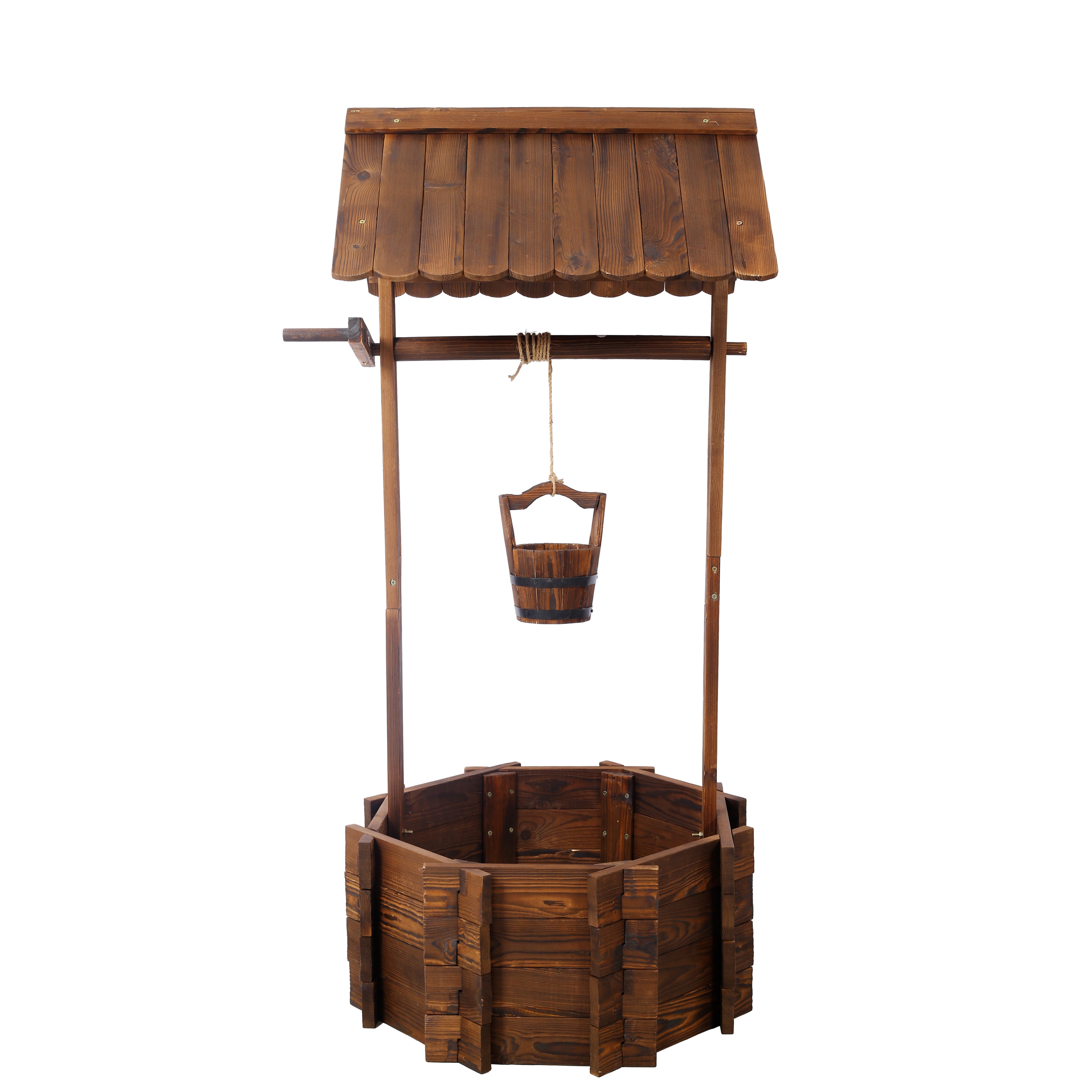 AHIOU HOME 25-in W x 25-in L Brown Wood Indoor/Outdoor Planter