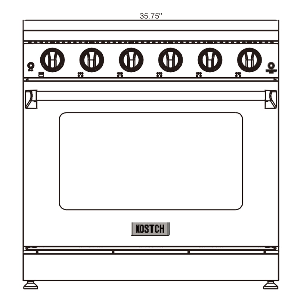 KOSTCH 36-in Glass Top 5 Burners 6-cu Ft Convection Oven Freestanding ...