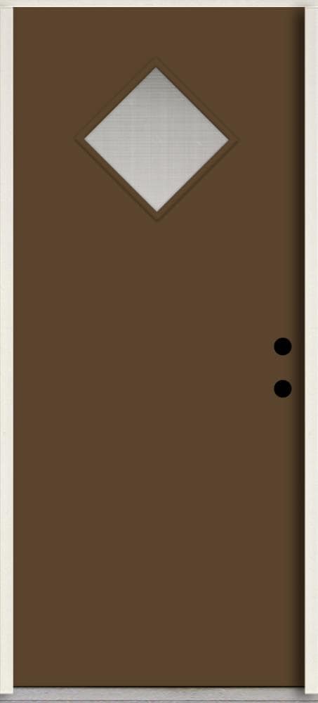 RELIABILT LO1067512 Spotlights 36-in x 80-in x 4-5/8-in Fiberglass 1/4 lite Left-hand inswing Sable Paint Painted Prehung Front Door Insulating core