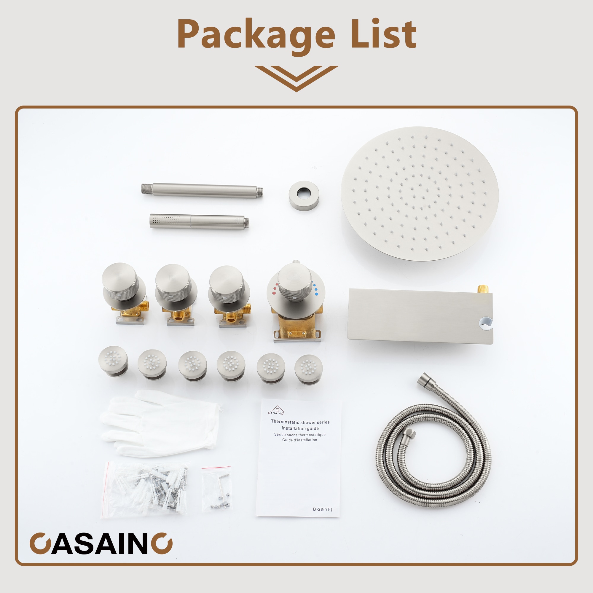 CASAINC KCHS0004-12BN Showerhead-Bar-Panels - View #8