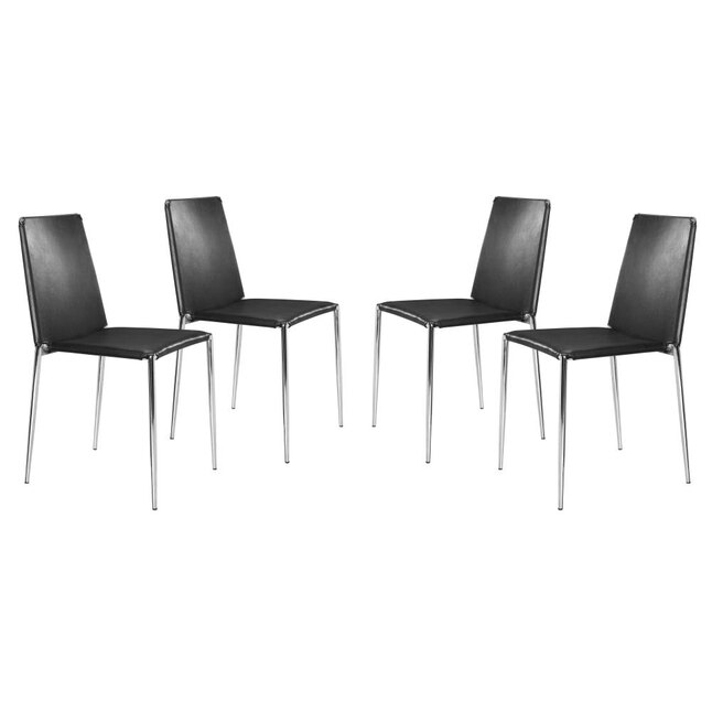 Zuo Modern Set of 4 Alex Contemporary/Modern Faux Leather Upholstered ...