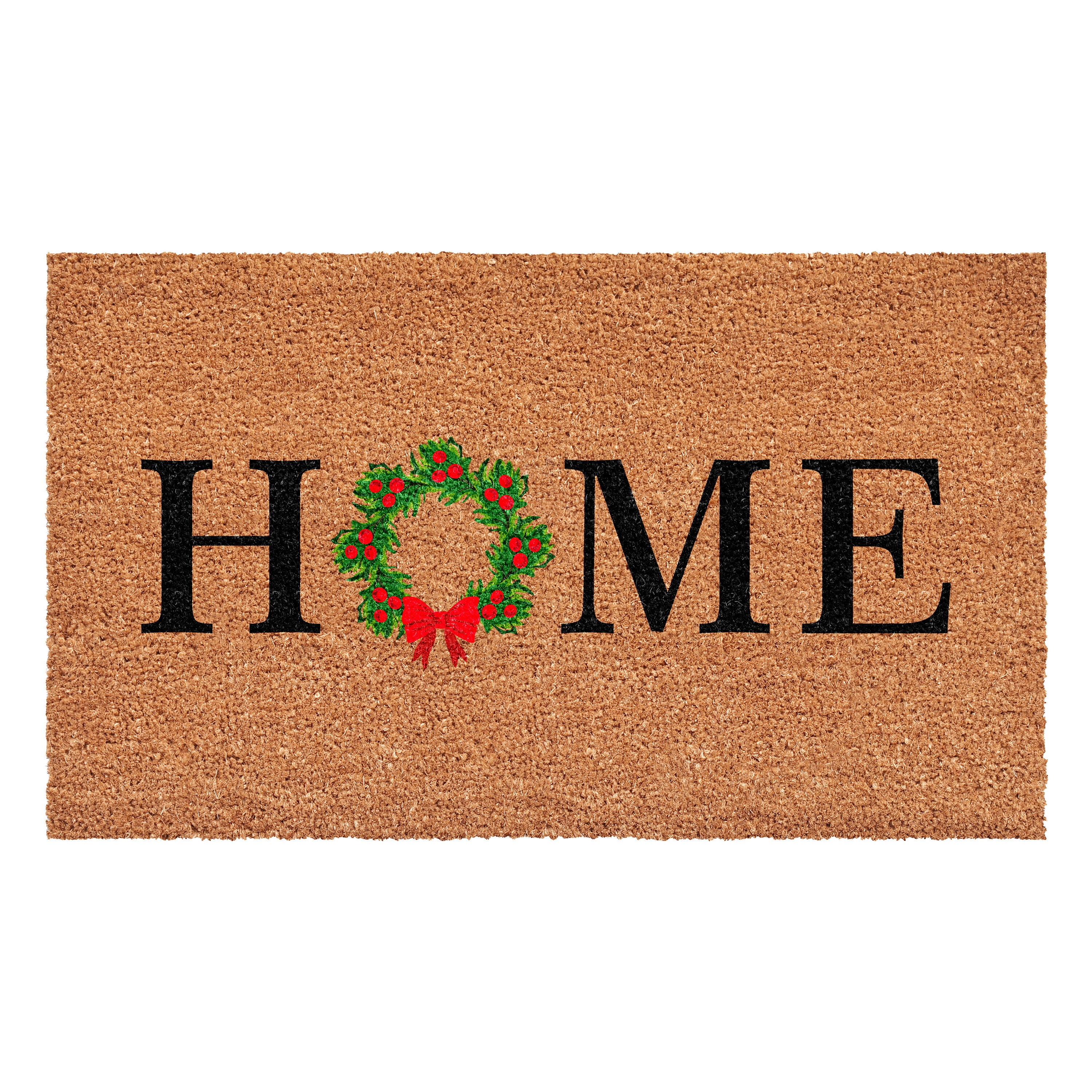 Callowaymills 114861729 17-in x 29-in Home Christmas Wreath Coir Non-Slip Grip Indoor or outdoor Decorative Winter Door Mat