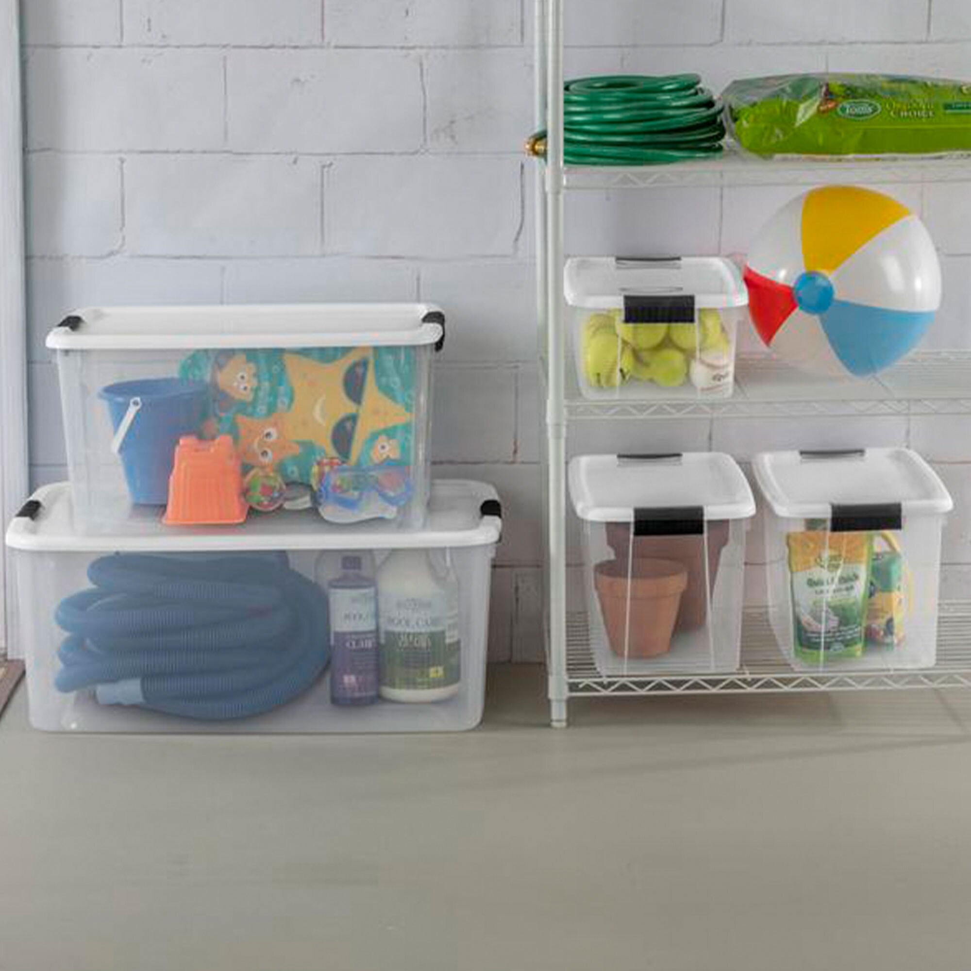 60 qt. Plastic Storage Bin with Lid in Clear (3-pack)